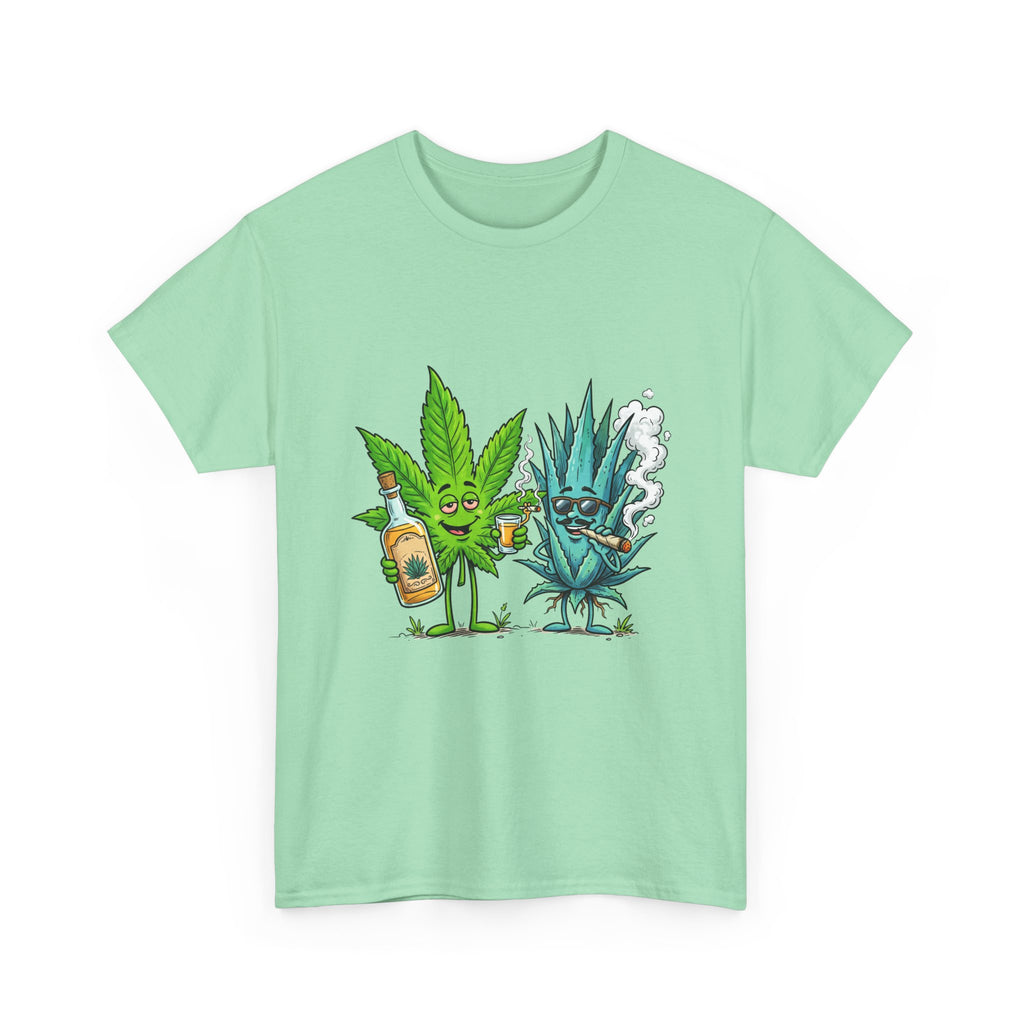 A Tequila & Cannabis Buds Friends T-Shirt — Funny Weed/Agave Leaf & Joint Graphic Tee