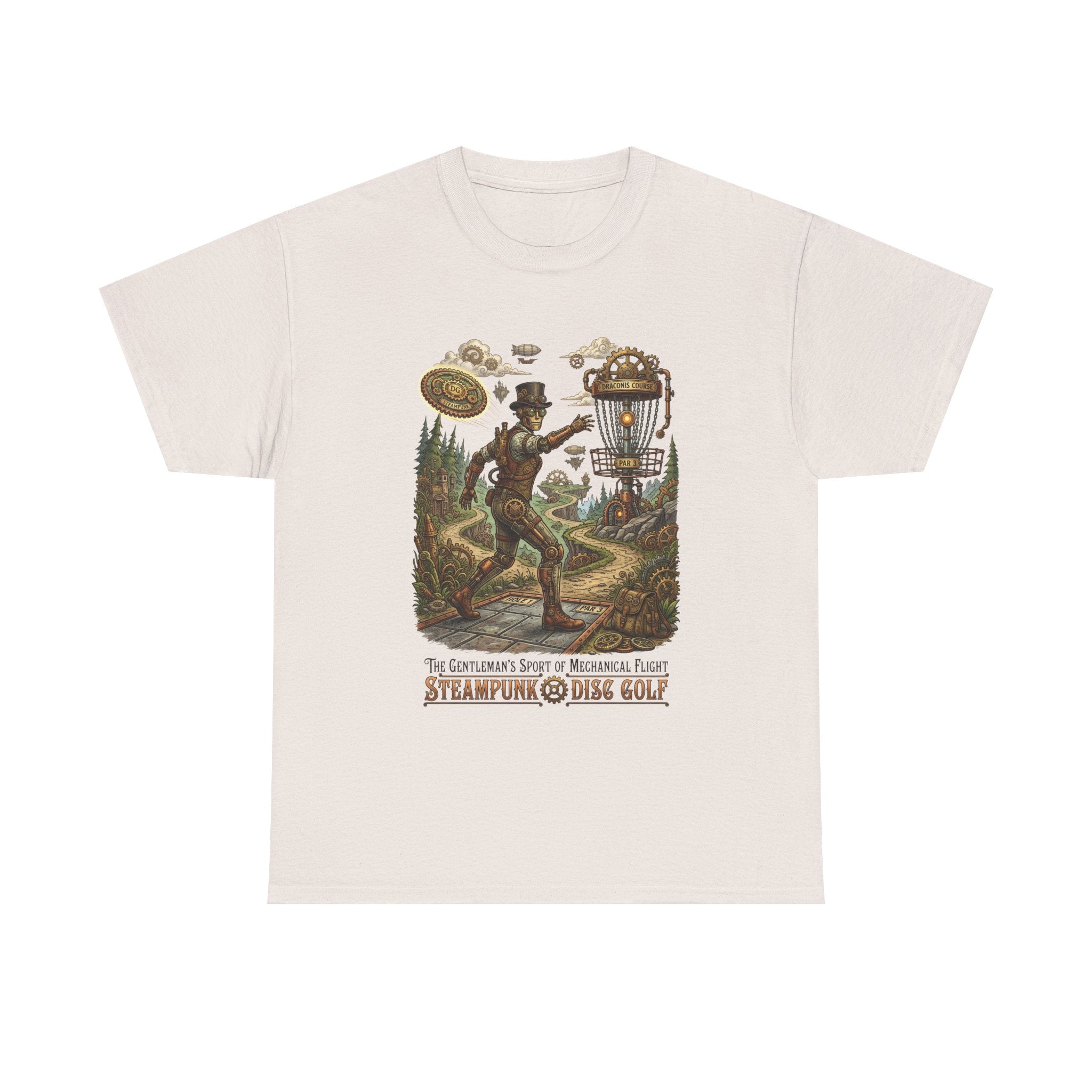 Steampunk Disc Golf T‑Shirt — Vintage Aeronautic Course Graphic Tee