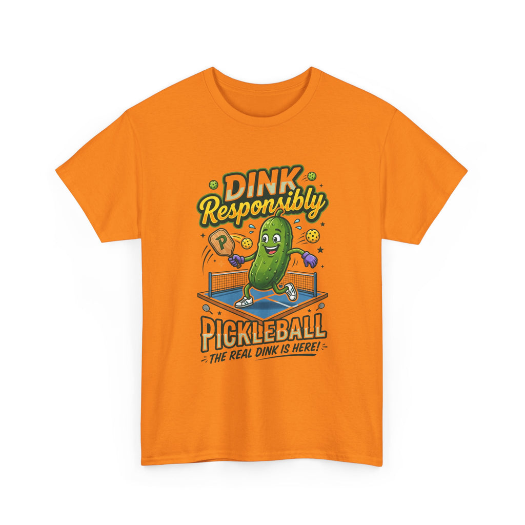 Pickleball T-Shirt — "Dink Responsibly" Funny Pickle Cartoon Tee