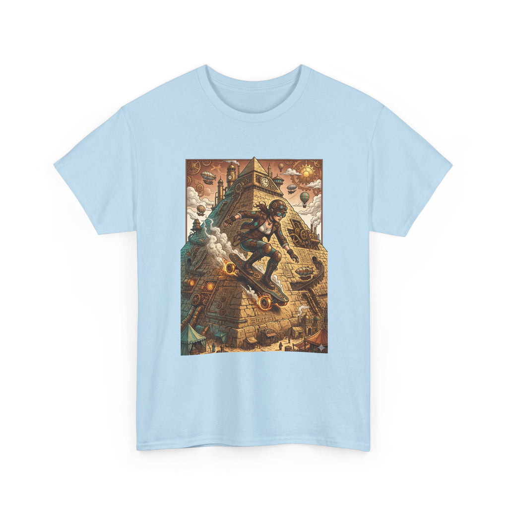 Steampunk Girl Skateboarder Art Print Tee Pyramid