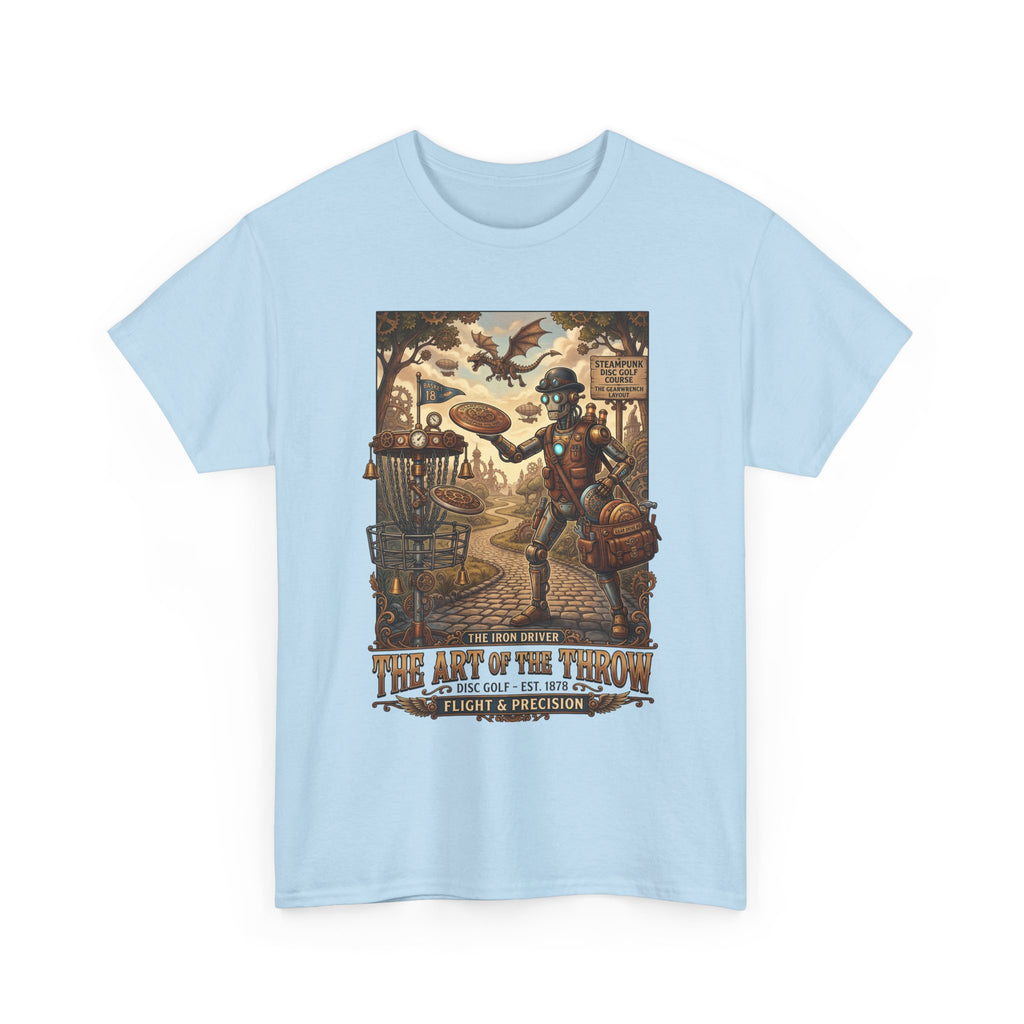 Steampunk Disc Golf T-Shirt — "The Art of the Throw" Vintage Disc Golfer Graphic Tee