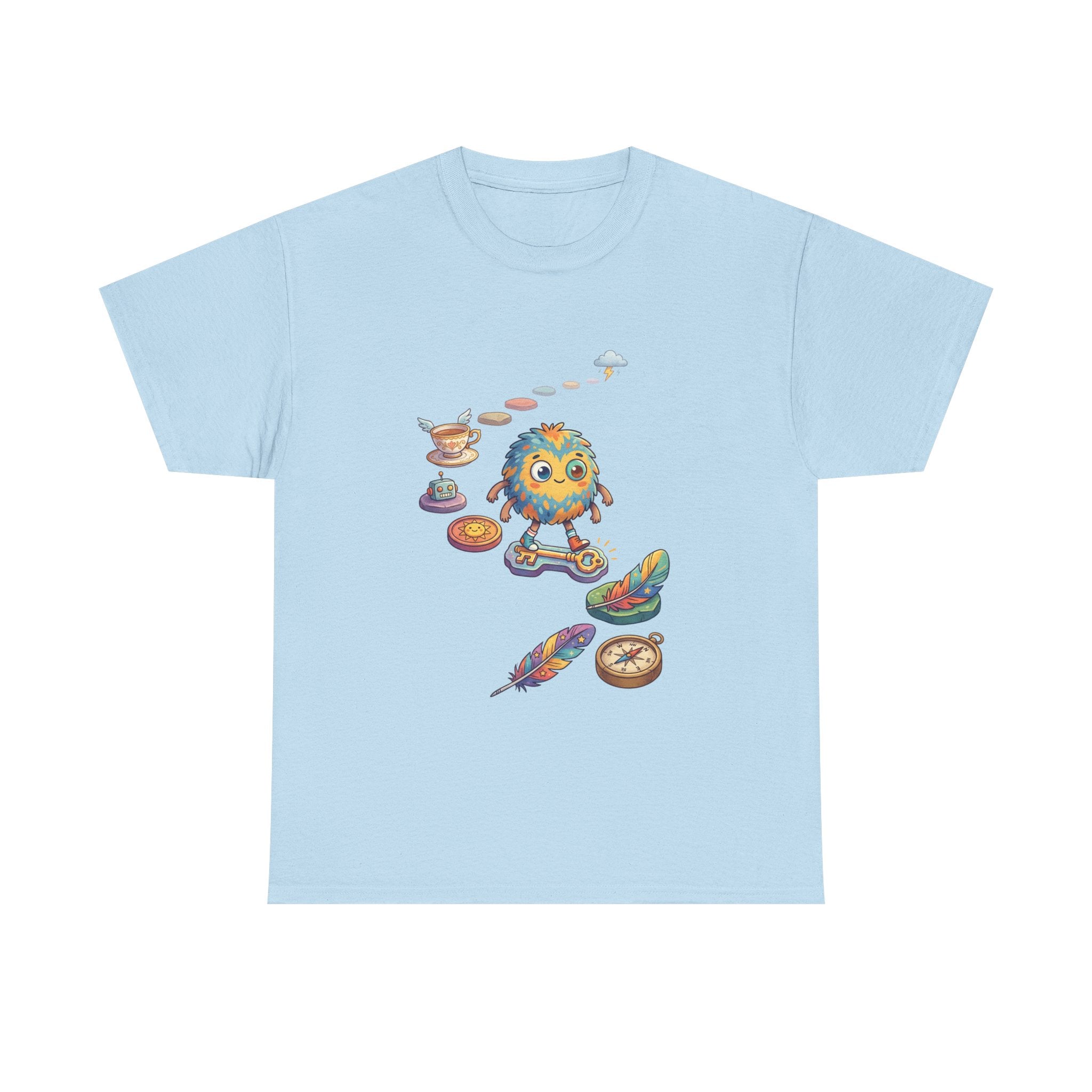 T-Shirt — Whimsical Cosmic Creature with Ritual Objects Graphic Tee