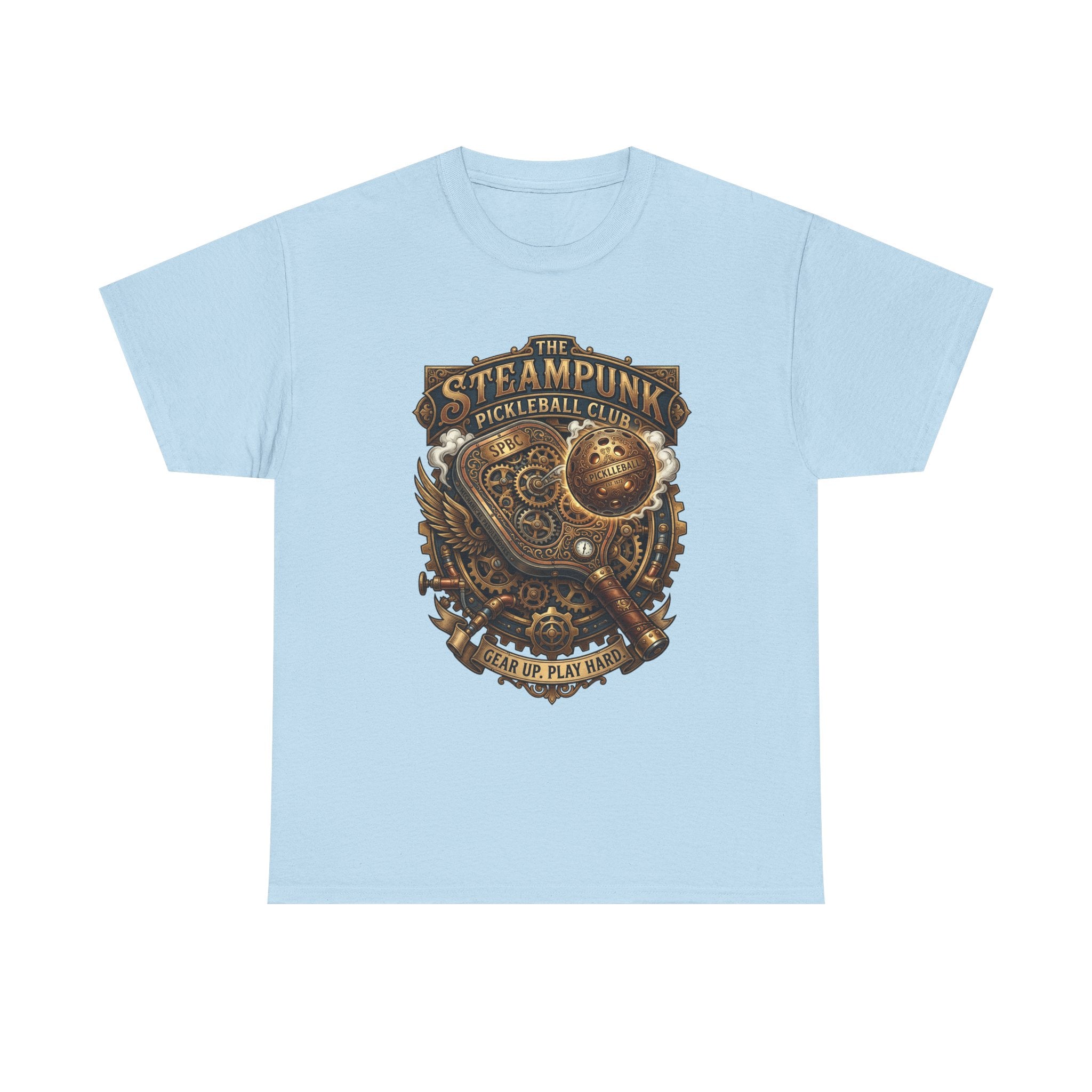 Steampunk Pickleball Club T‑Shirt – Vintage Gear & Gears Graphic Tee