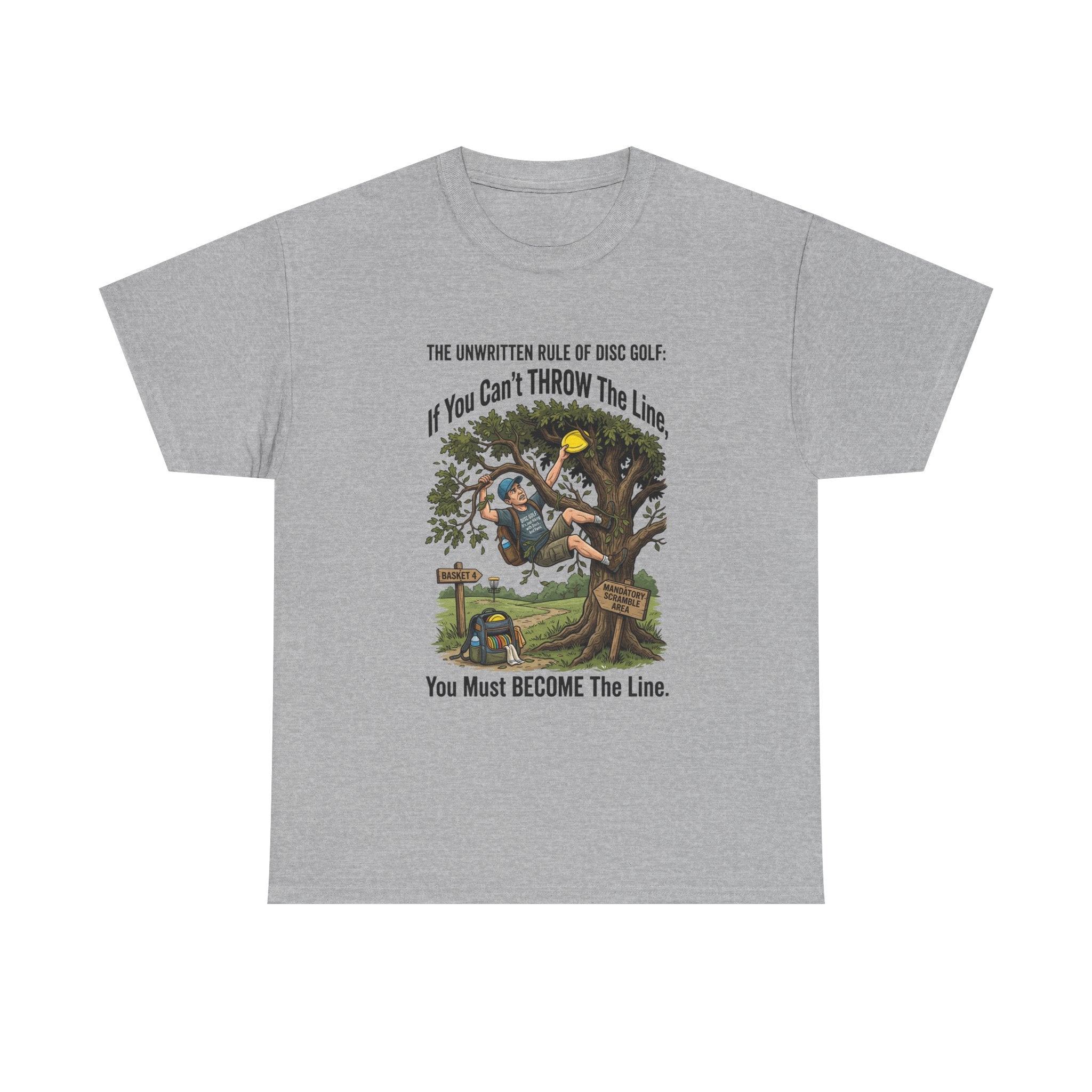 Disc Golf T-Shirt - "If You Can't Throw the Line, You Must Become the Line" Vintage Golf Cartoon Tee