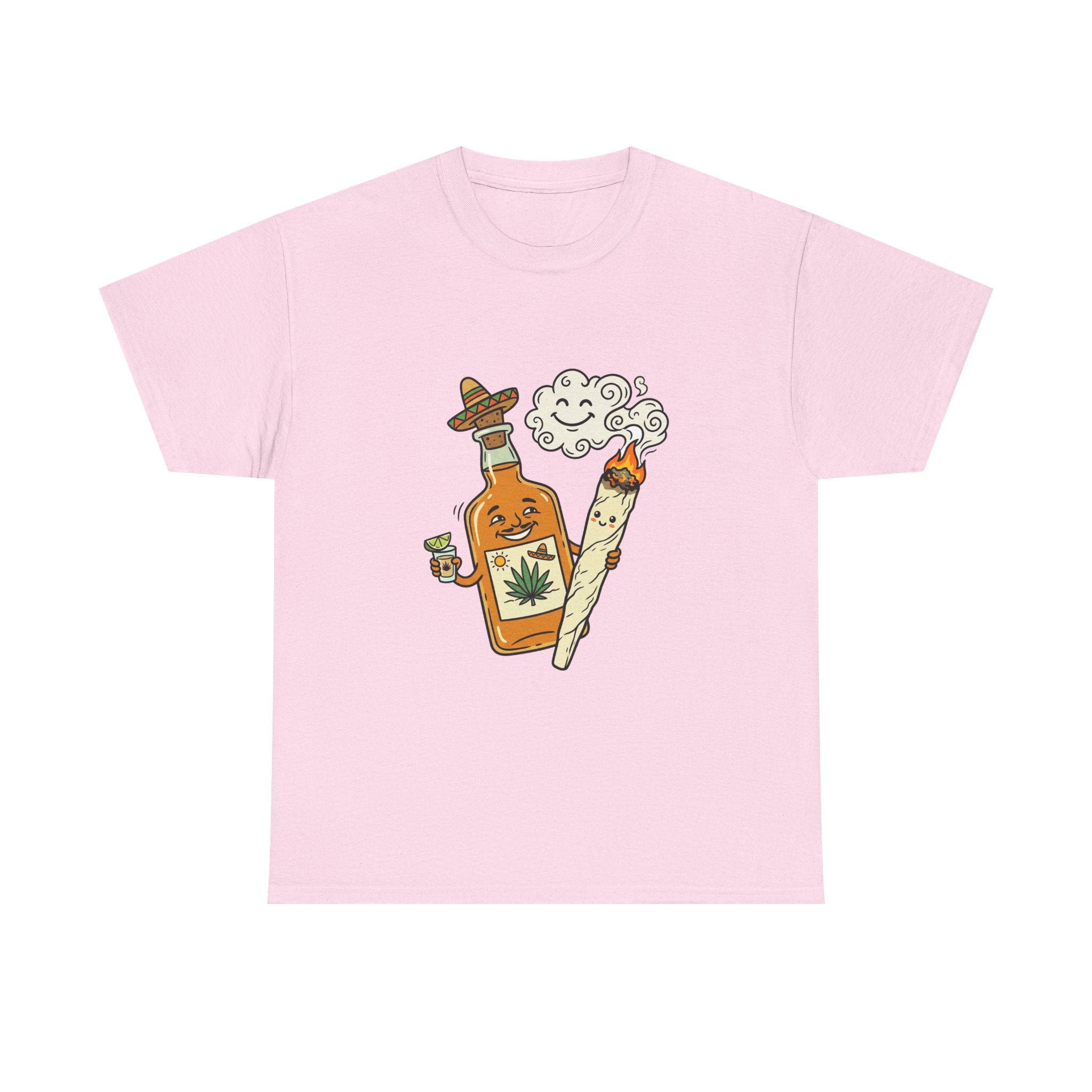 Cannabis & Tequila Tee — Funny Joint and Bottle Graphic T-Shirt
