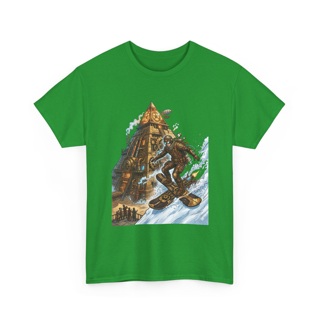Steampunk Snowboard T‑Shirt — Retro Mountain Adventure Graphic Tee