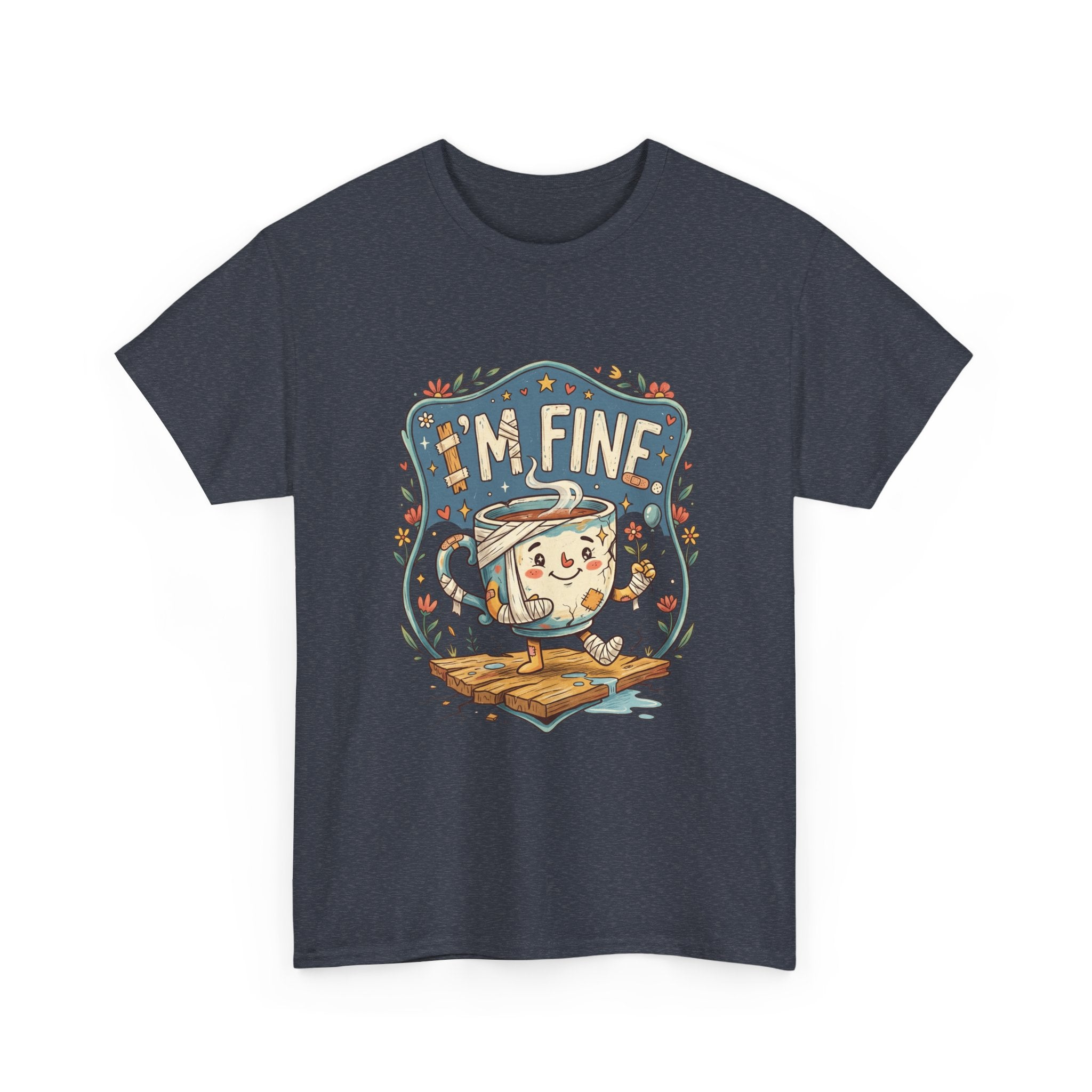 T-Shirt - 'I'm Fine' Cute Kettle Graphic Tee, Cozy Tea Lover Gift