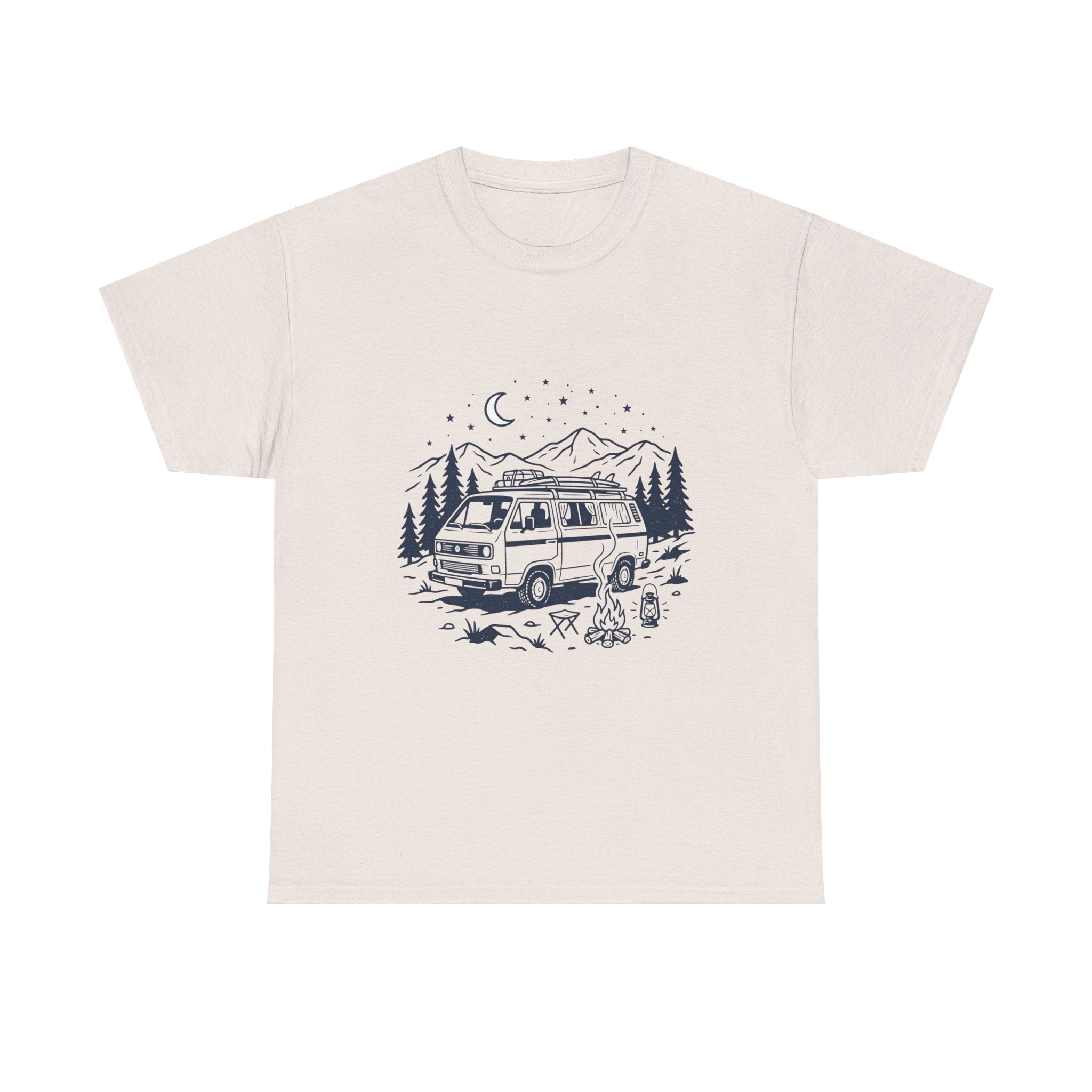 Camping Van Tee – Moonlit Mountain Adventure Graphic T-Shirt