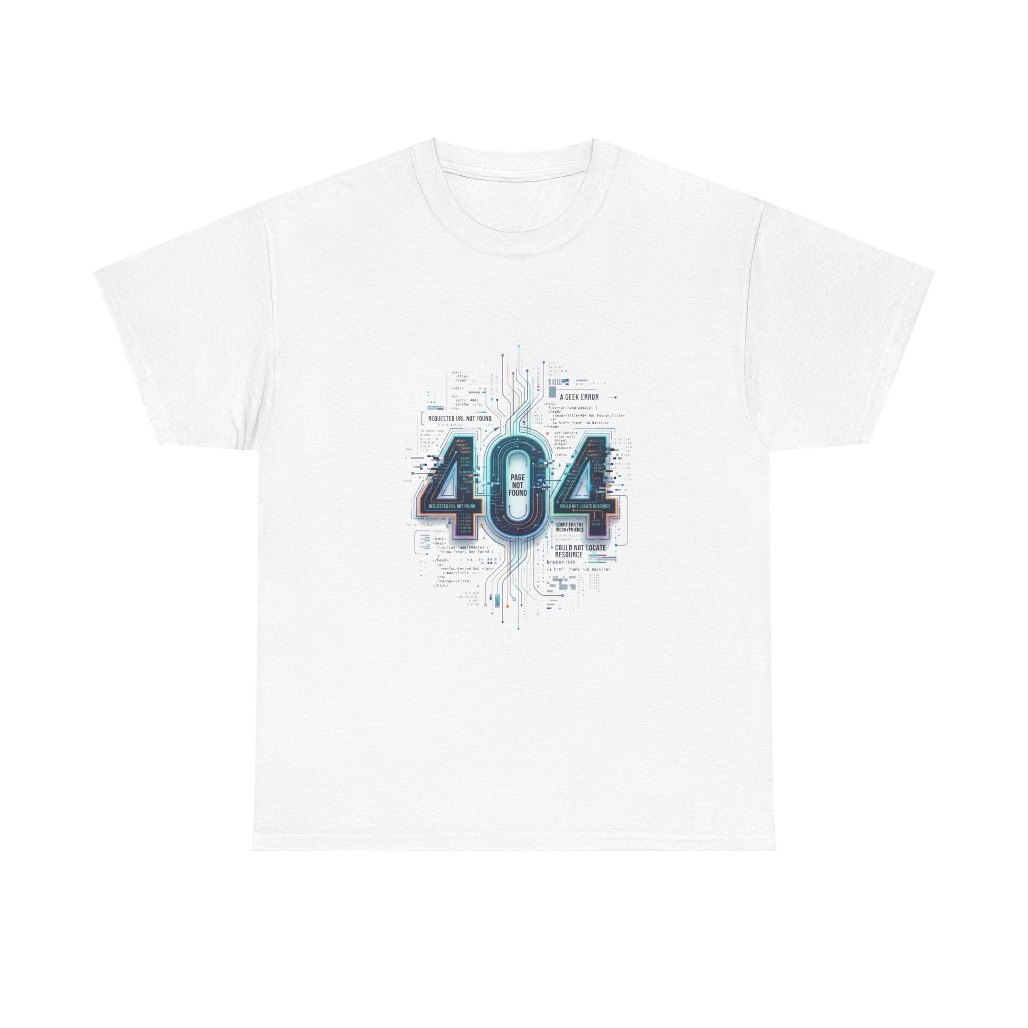 404 Error Tech Graphic Tee — Retro Cyber Glitch Computer Shirt