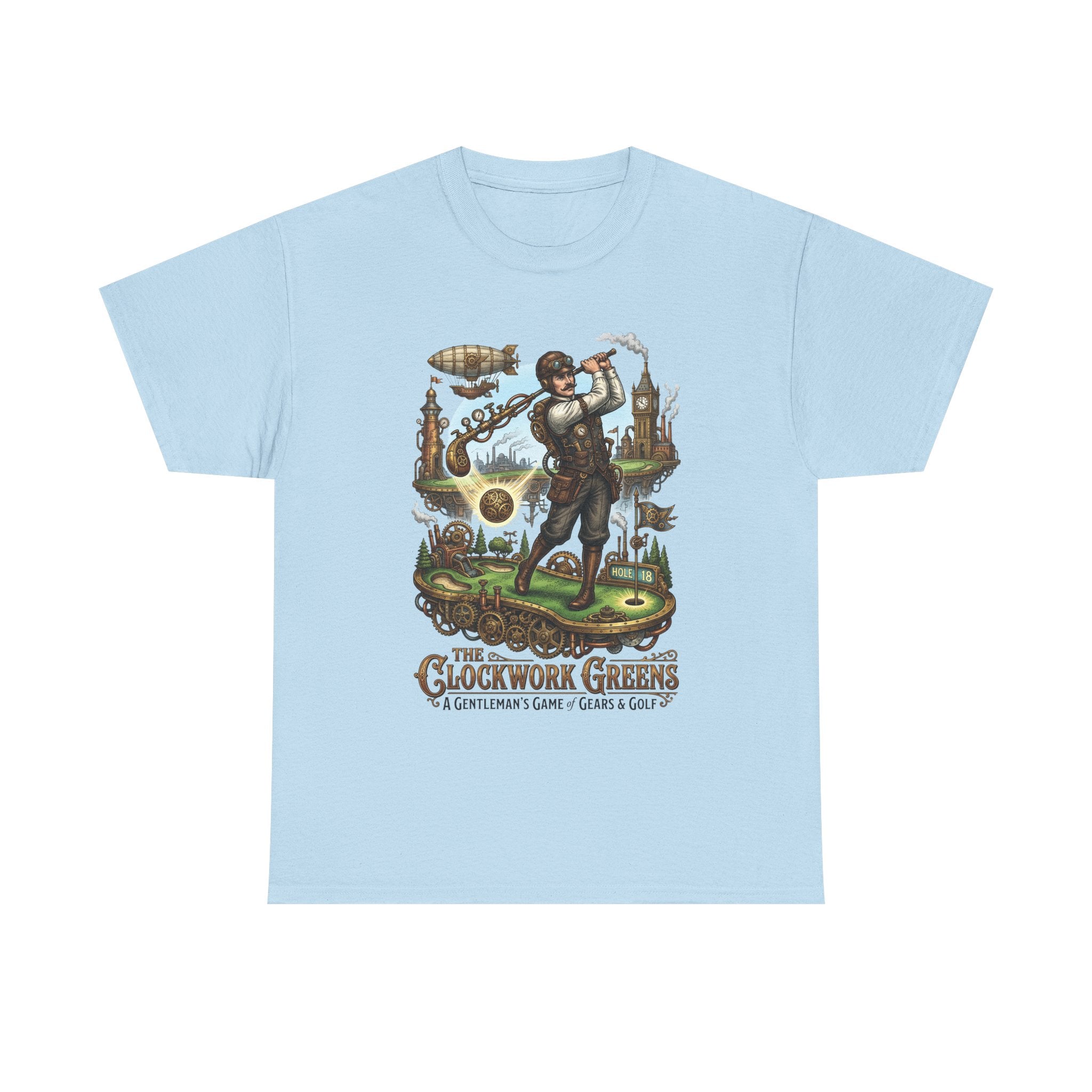 Golf Steampunk T-Shirt — "The Clockwork Greens" Vintage Golfing Design