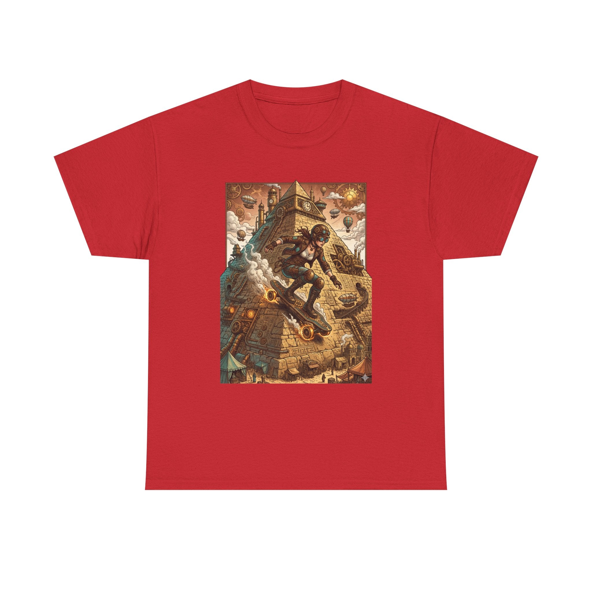 Steampunk Girl Skateboarder Art Print Tee Pyramid