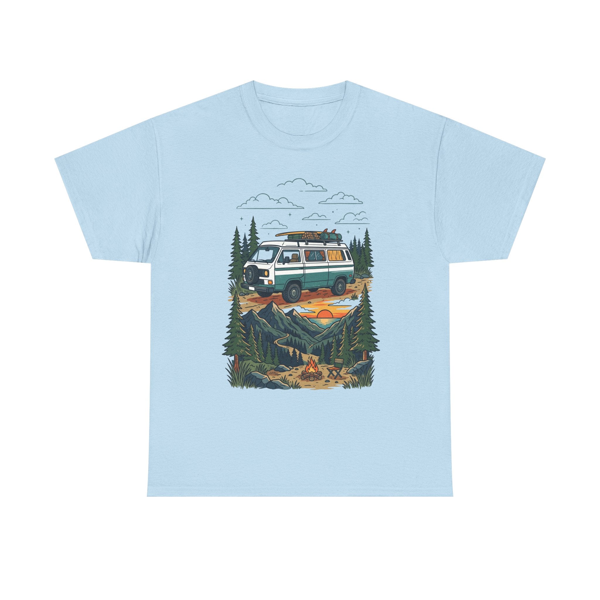 Camper Van Adventure Tee — Retro Van Camping Graphic T-Shirt