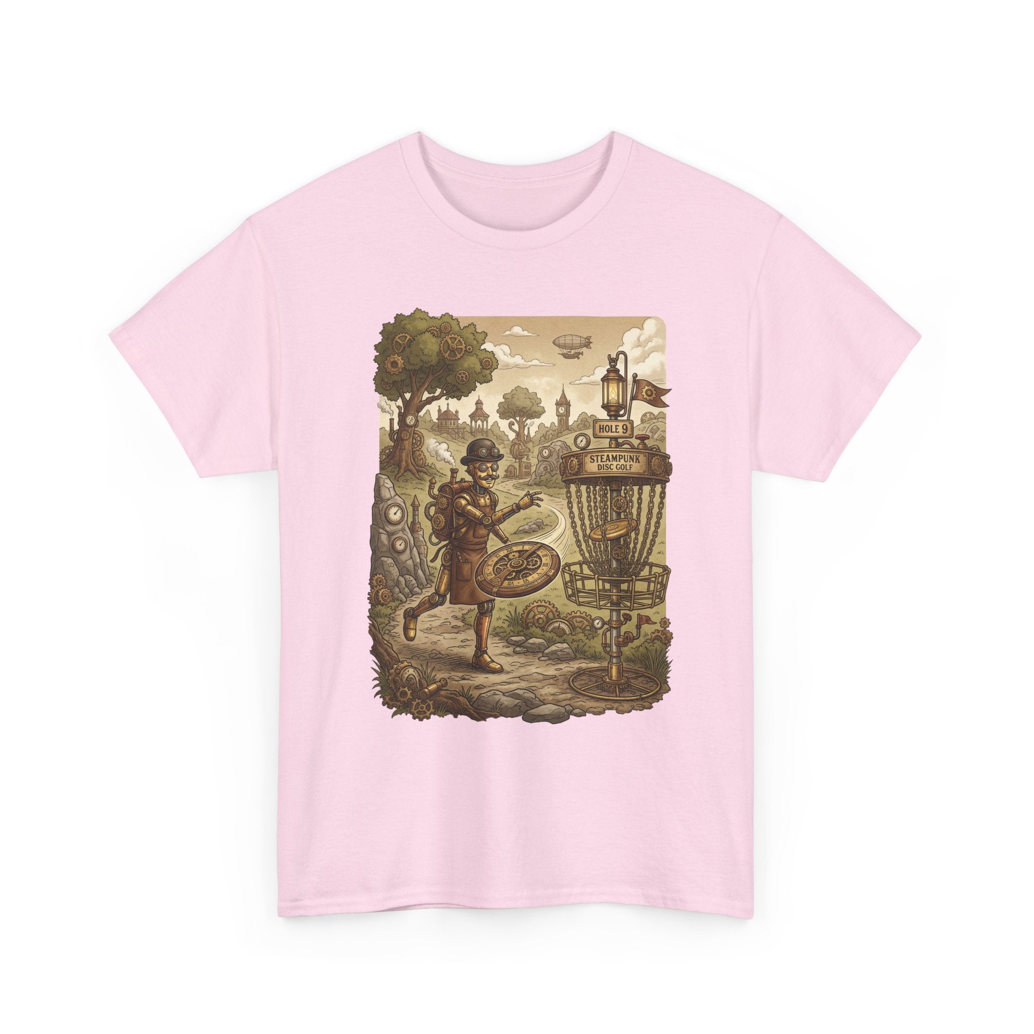 Steampunk Disc Golf Adventure Tee — Vintage Woodland Basket Design