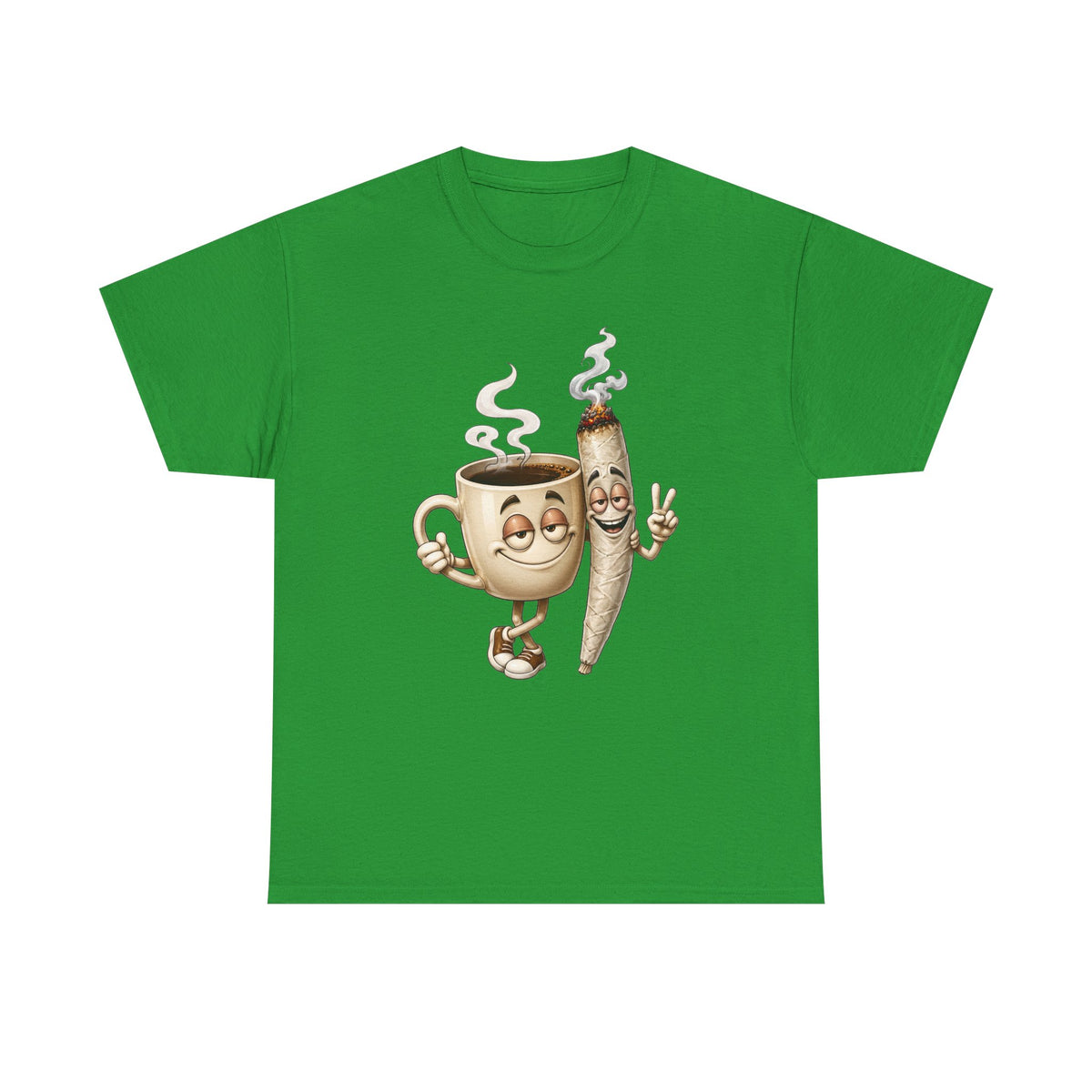 1 Coffee & Joint Funny Tee — Cute Smiling Coffee Cup and Joint Graphic Shirt