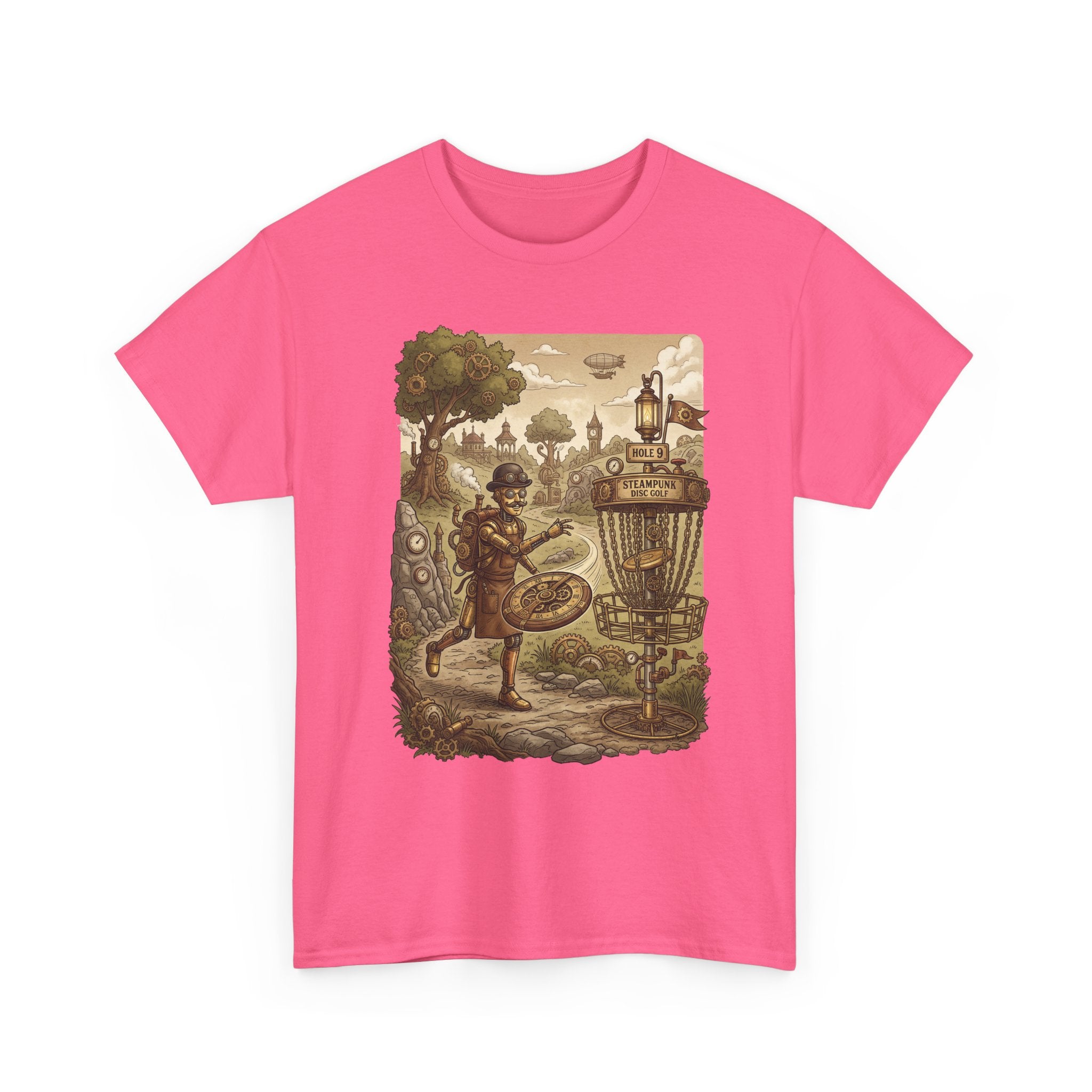 Steampunk Disc Golf Adventure Tee — Vintage Woodland Basket Design