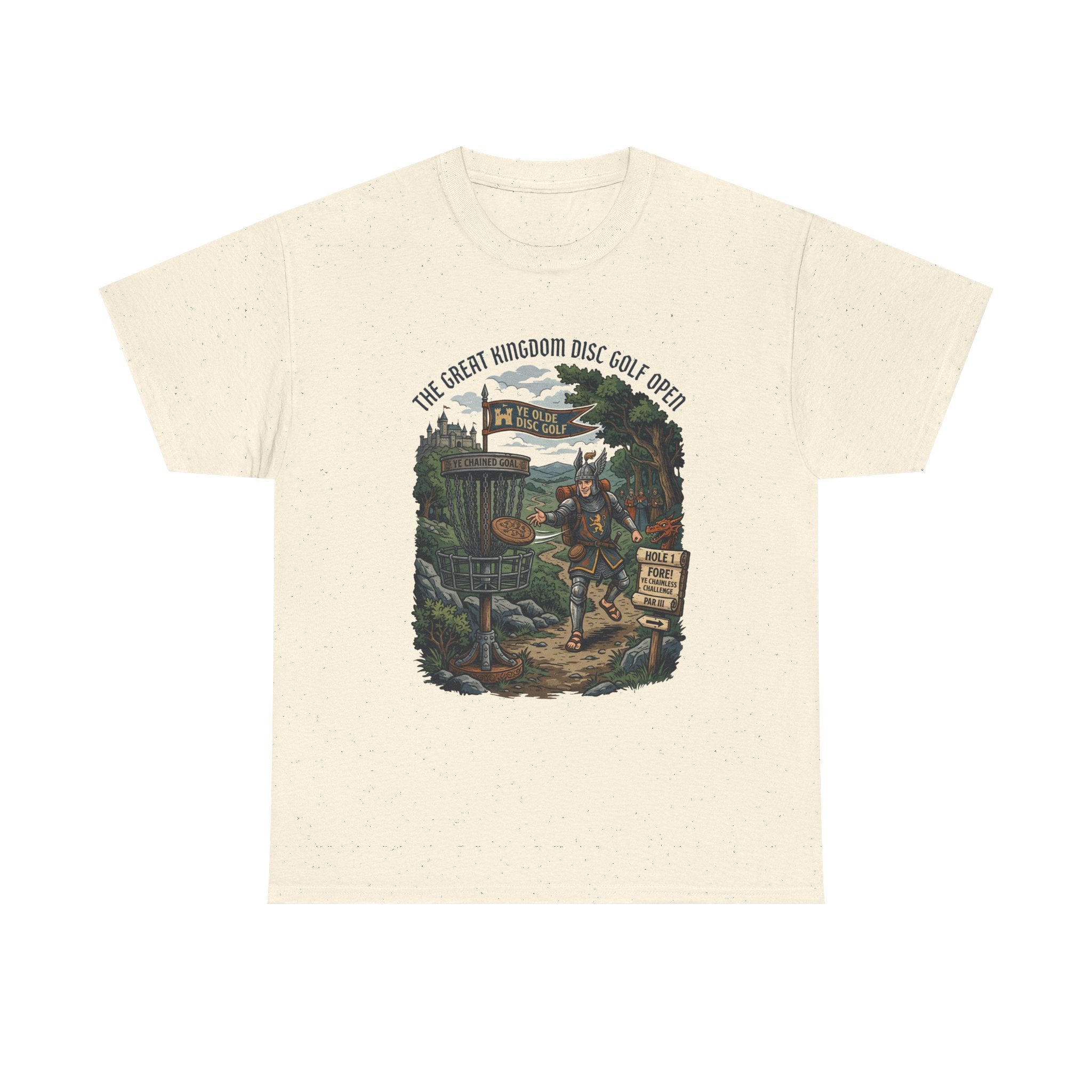 Medieval Disc Golf Adventure Tee — "The Great Kingdom Disc Golf Open" Graphic Shirt