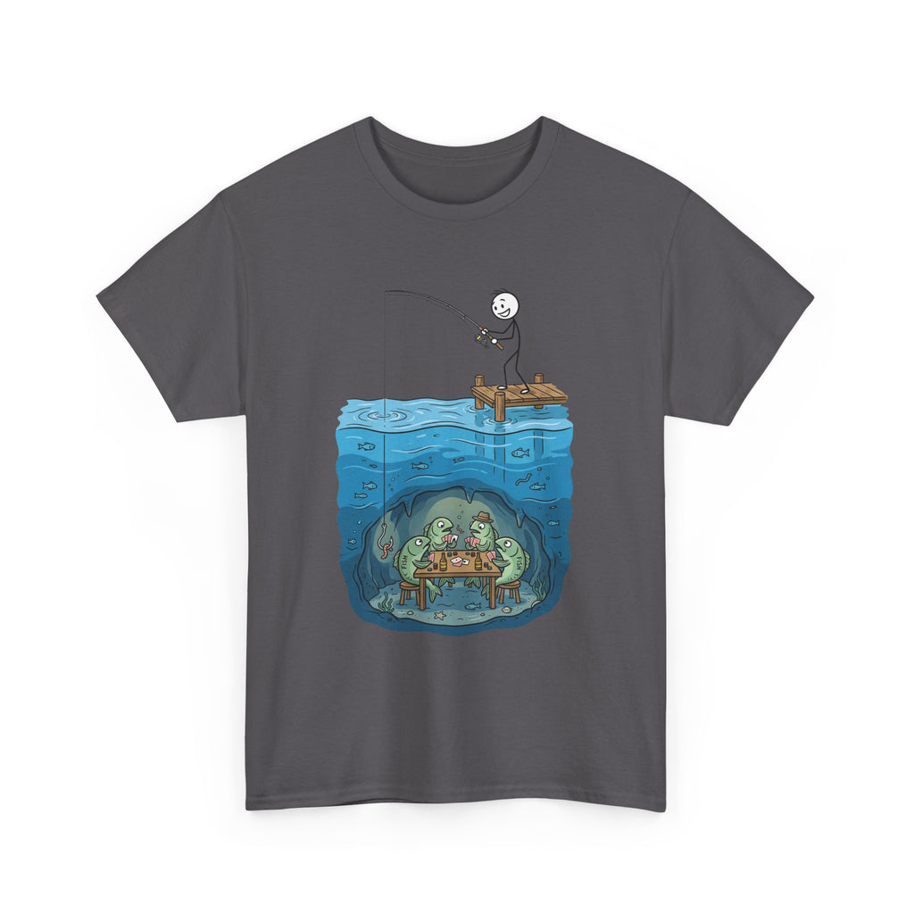 Fishing Tee — Underwater Surprise Cartoon T-Shirt (Fisherman & Sea Creatures)