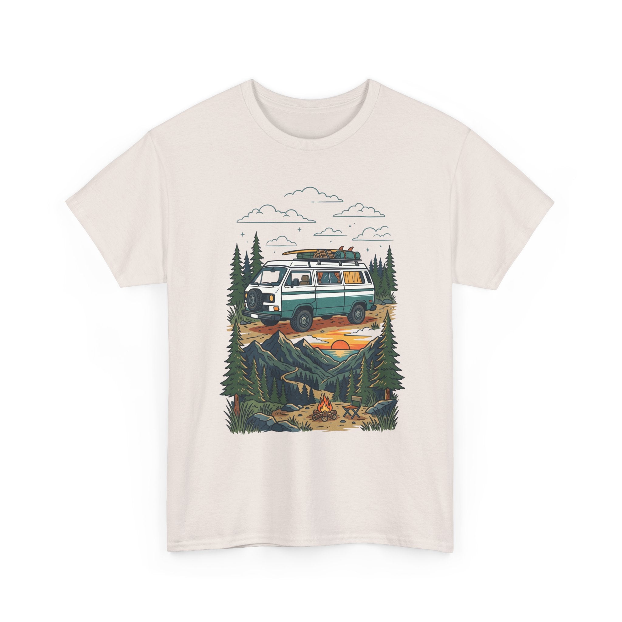 Camper Van Adventure Tee — Retro Van Camping Graphic T-Shirt