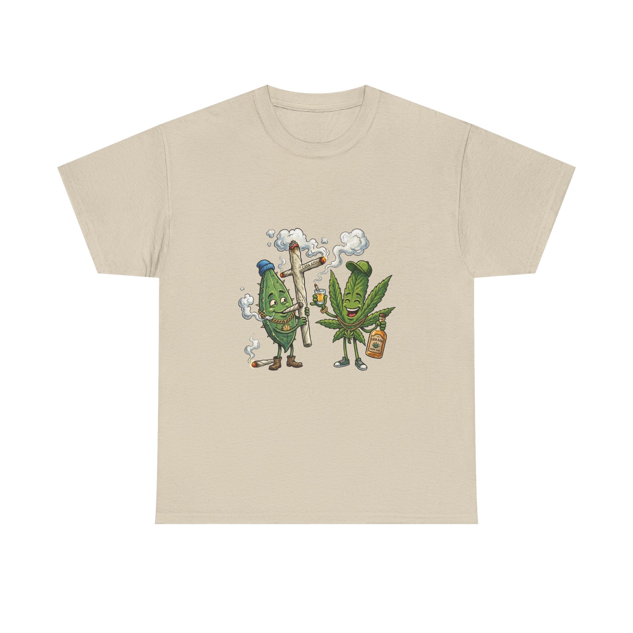 1 Tequila & Cannabis Buds Cartoon Tee — Funny Smoking Weed Plant Graphic T-Shirt