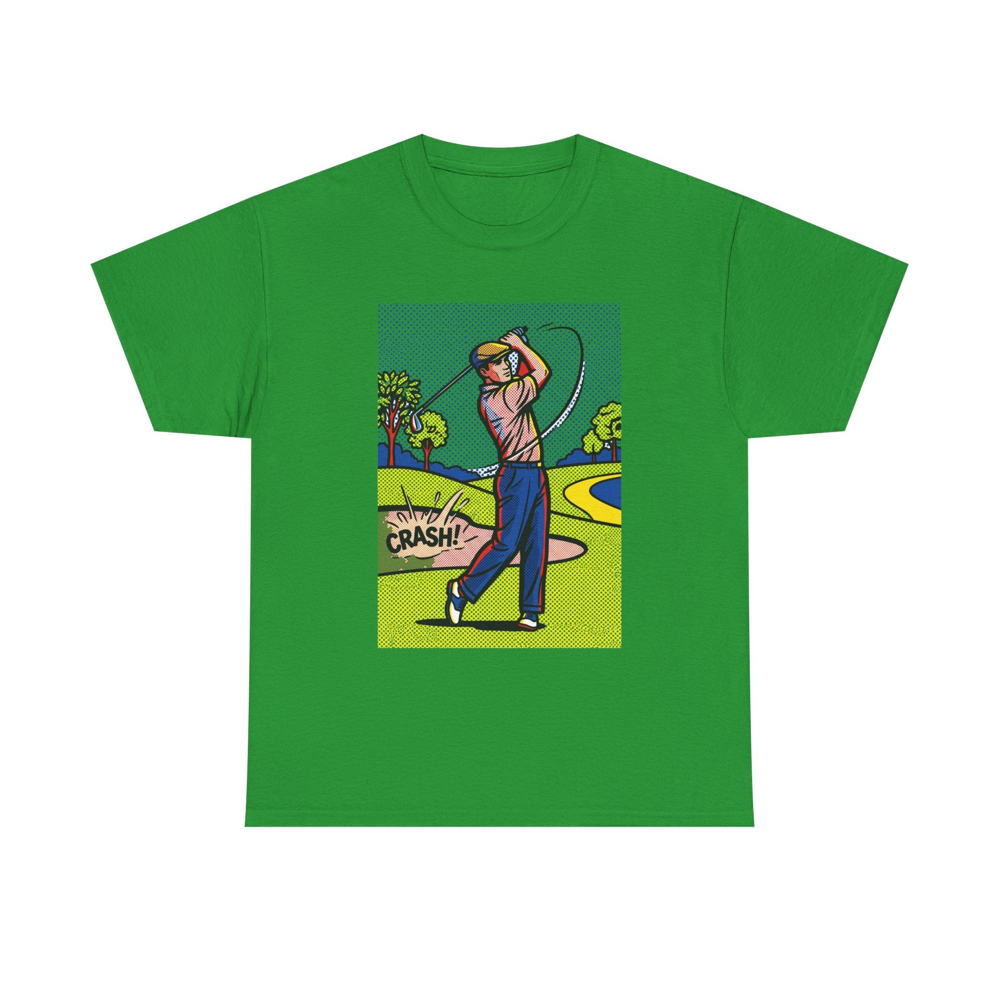 Golf Swing Pop Art T-Shirt — Vintage Comic 'Crash!' Graphic Tee