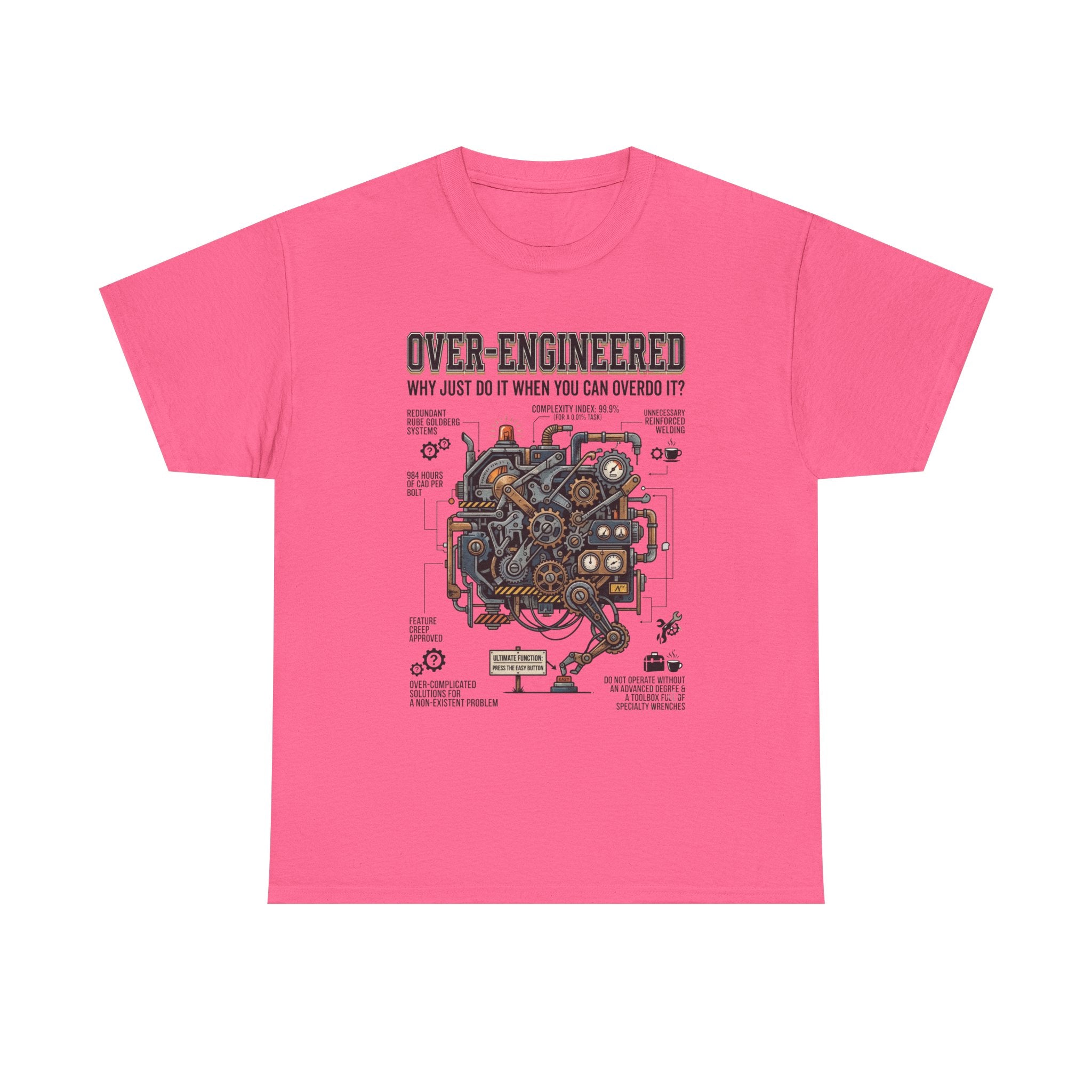 Over-Engineered Tee – Funny Engineer T-Shirt with Mechanical Brain Diagram