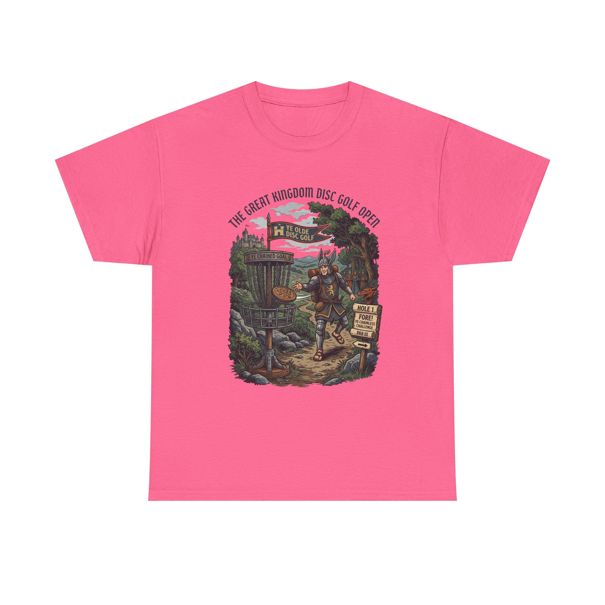 Medieval Disc Golf Adventure Tee — "The Great Kingdom Disc Golf Open" Graphic Shirt
