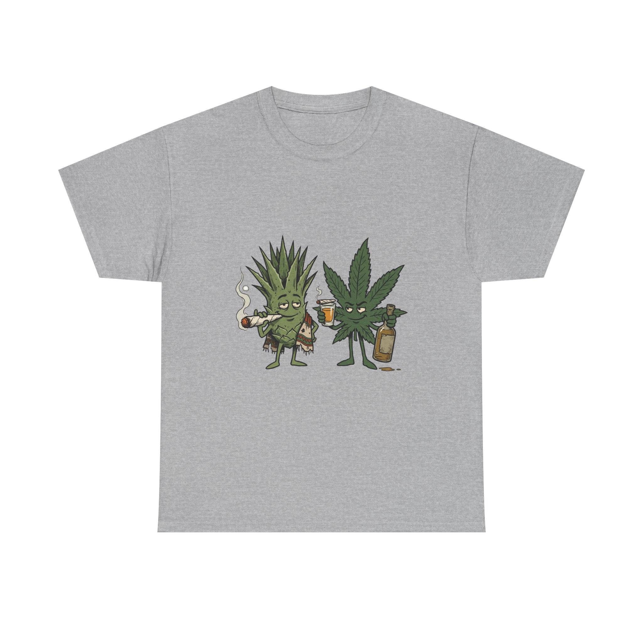 Marijuana Leaf and Agave Friends T-Shirt – Funny Cannabis Leaf & Tequila Smoking Tee
