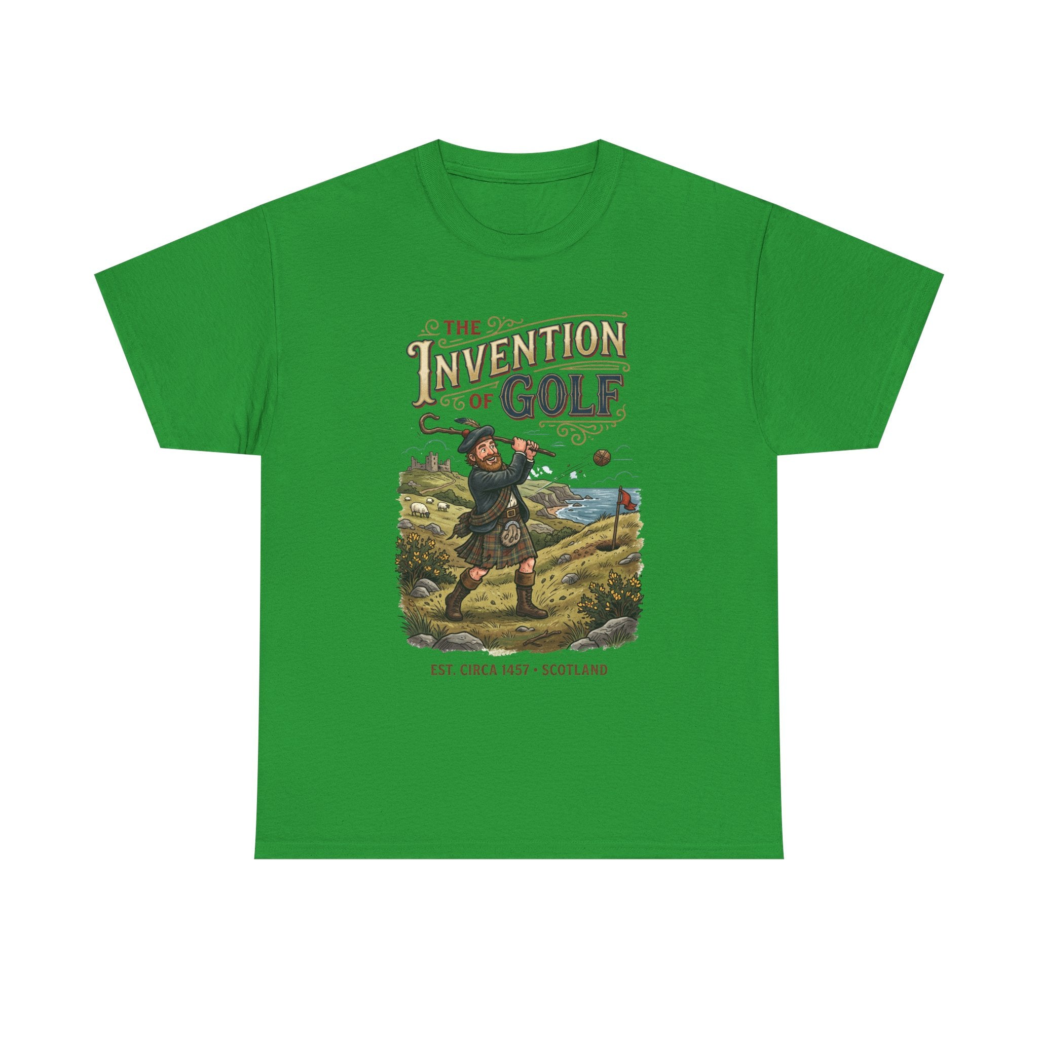 Golf T-Shirt — "The Invention of Golf" Vintage Scotland Design