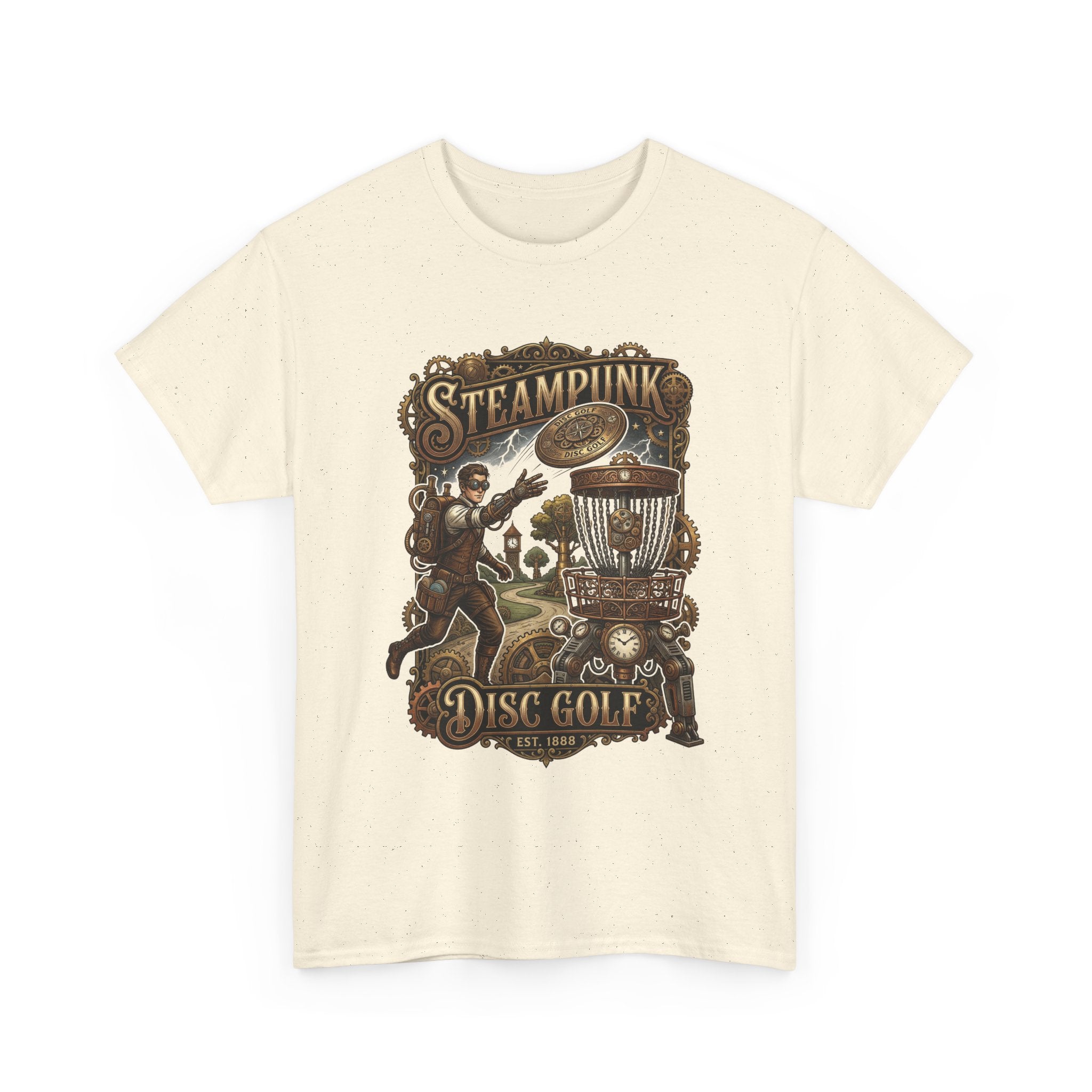 Steampunk Disc Golf T‑Shirt – Vintage Industrial Disc Golf Tee