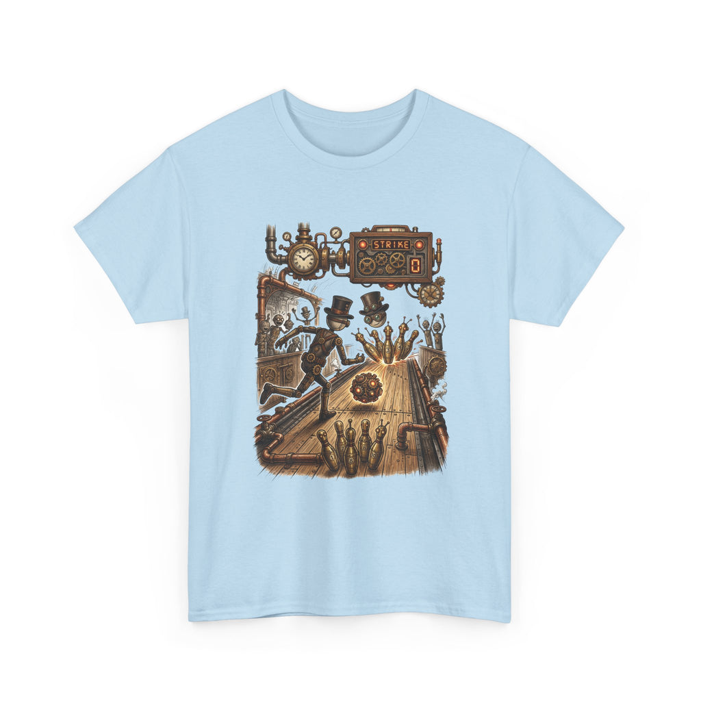 Steampunk Bowling T-Shirt — Vintage Train & Gears Graphic Tee
