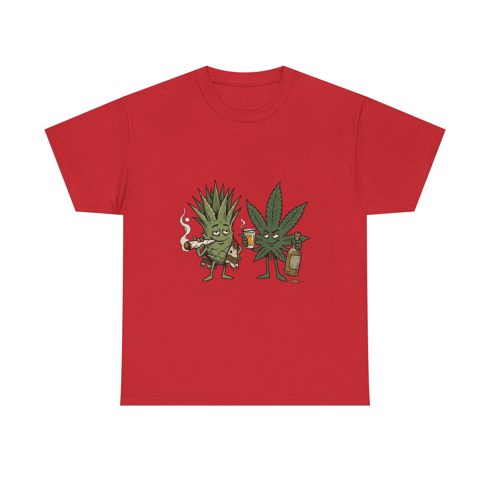 Marijuana Leaf and Agave Friends T-Shirt – Funny Cannabis Leaf & Tequila Smoking Tee