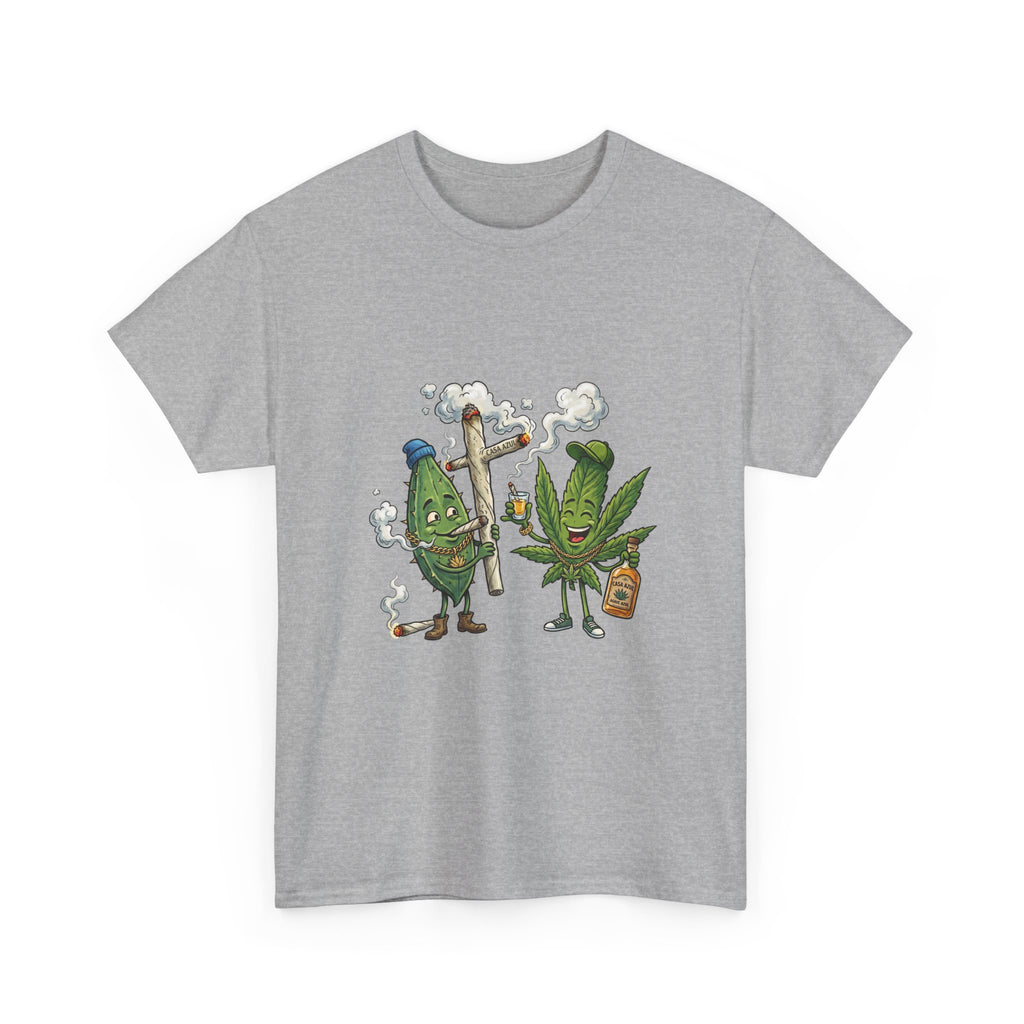1 Tequila & Cannabis Buds Cartoon Tee — Funny Smoking Weed Plant Graphic T-Shirt