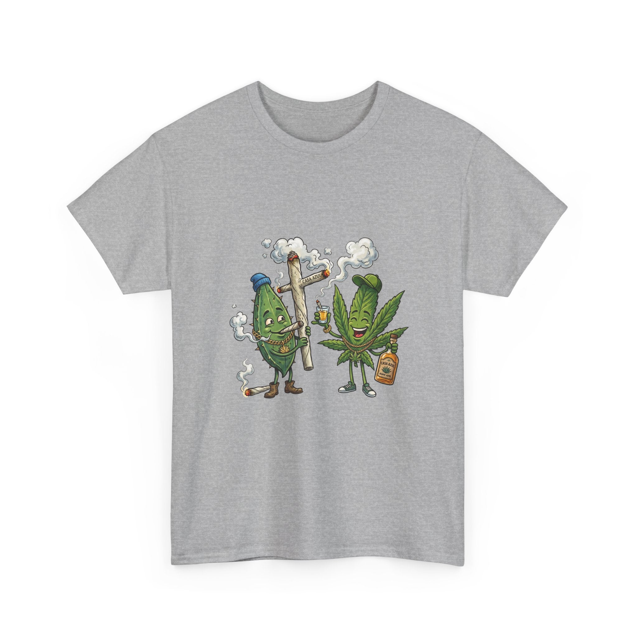 1 Tequila & Cannabis Buds Cartoon Tee — Funny Smoking Weed Plant Graphic T-Shirt