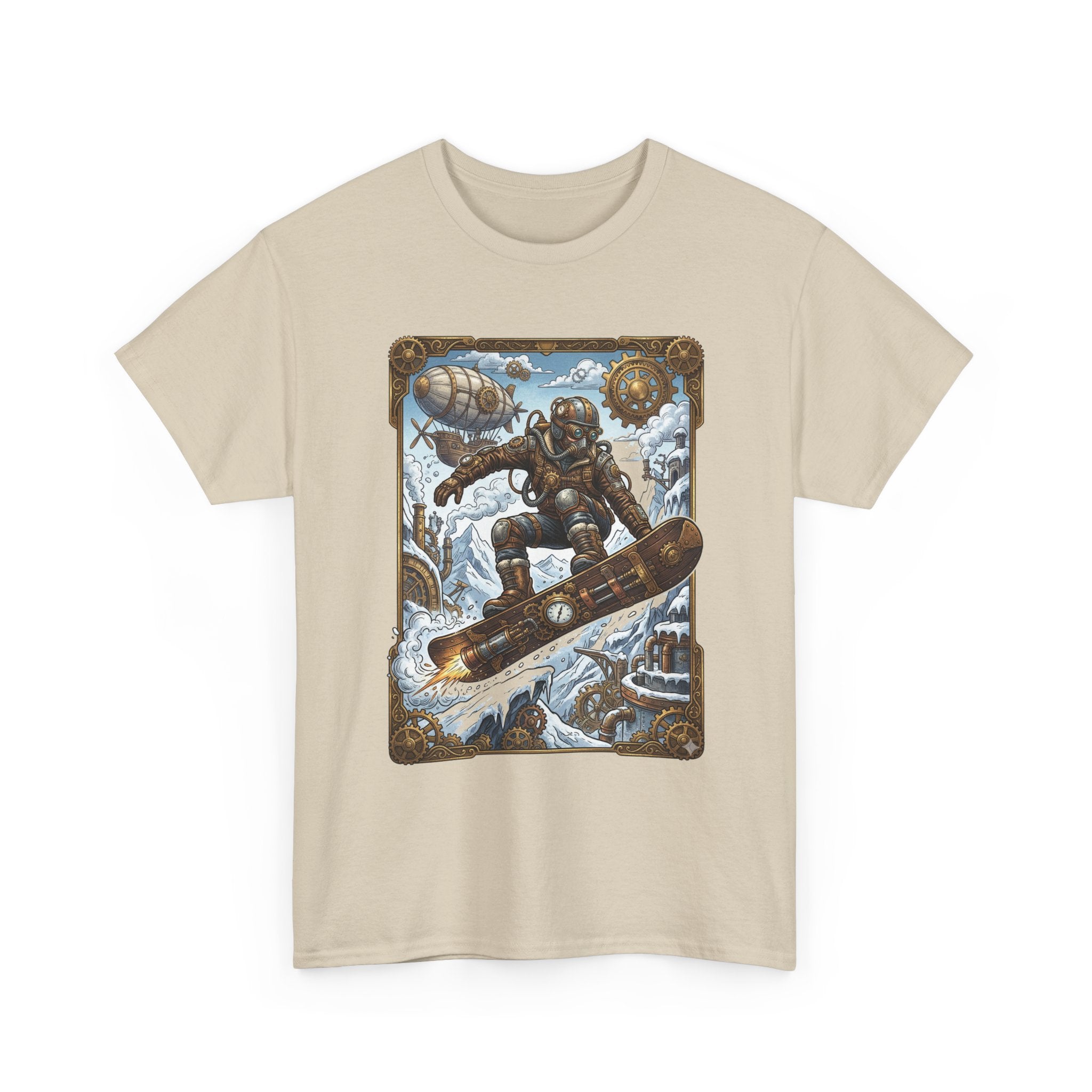 Steampunk Snowboarder Tee — Vintage Deep-Sea Snowboarding Graphic Shirt