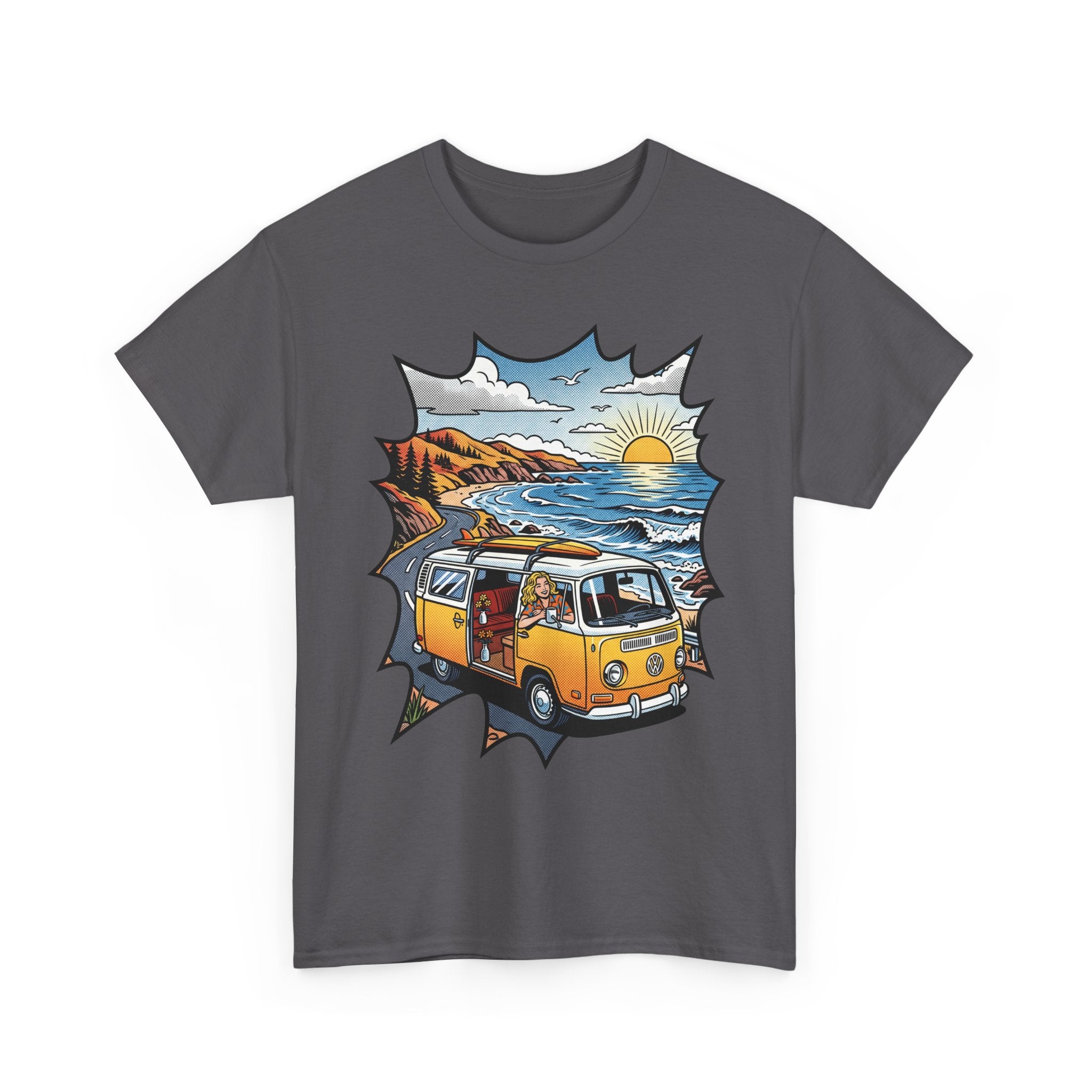 Road Trip Van T-Shirt — Vintage Camper Beach Sunset Tee