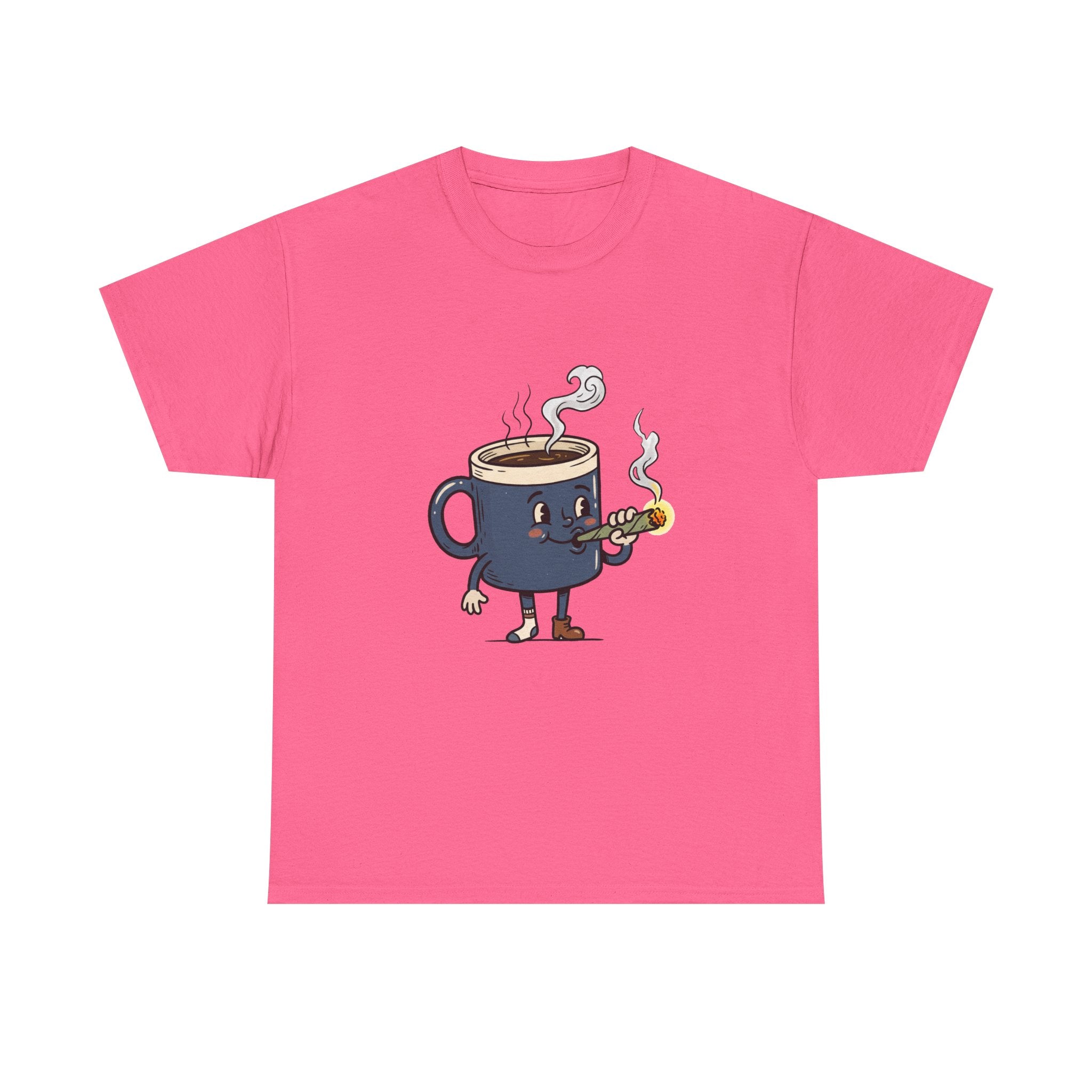Coffee and a Joint Character Tee — Funny Smoking Joint Cartoon Shirt