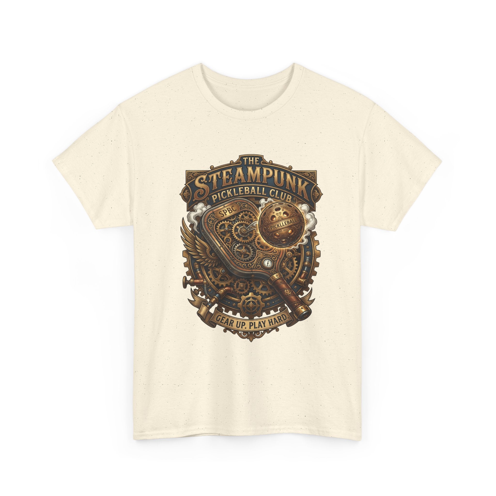 Steampunk Pickleball Club T‑Shirt – Vintage Gear & Gears Graphic Tee