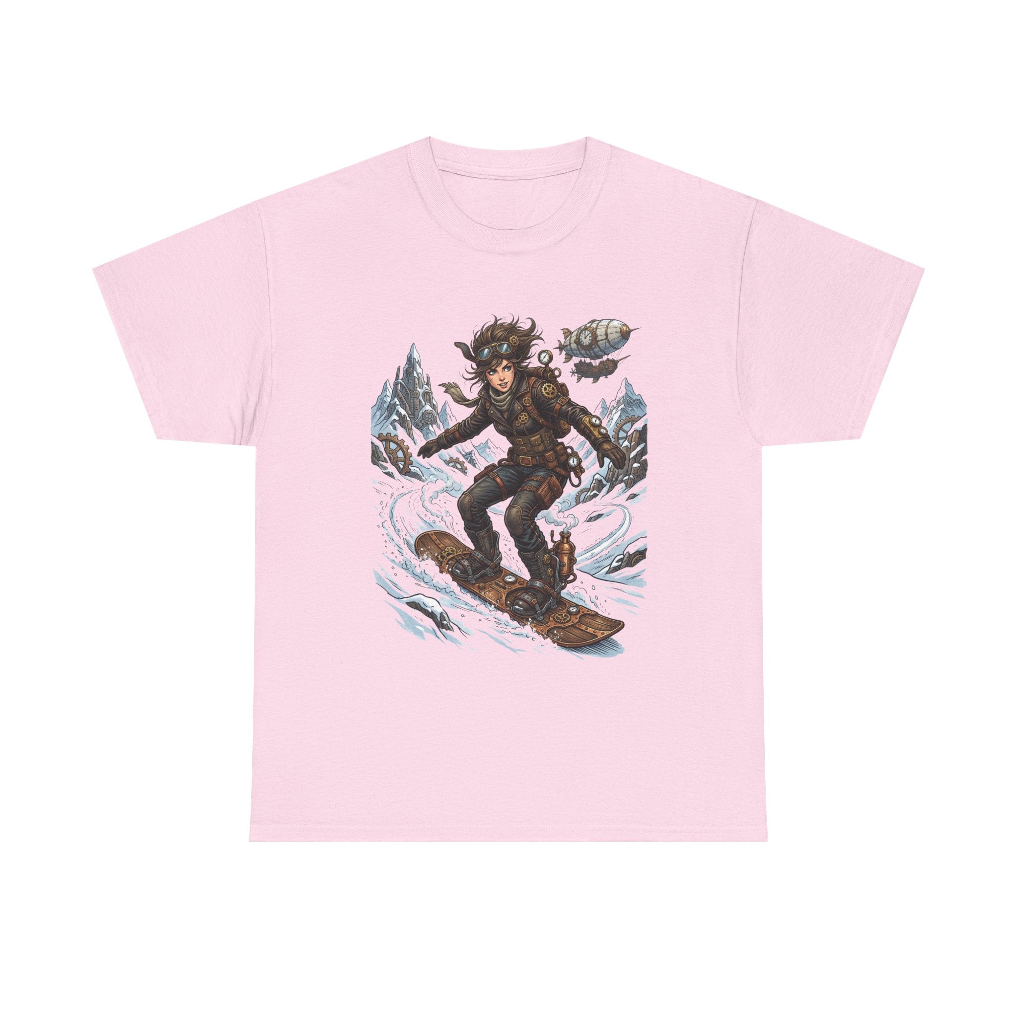 Steampunk Girl Snowboarder Graphic Tee — Winter Snowboarding Adventure Shirt