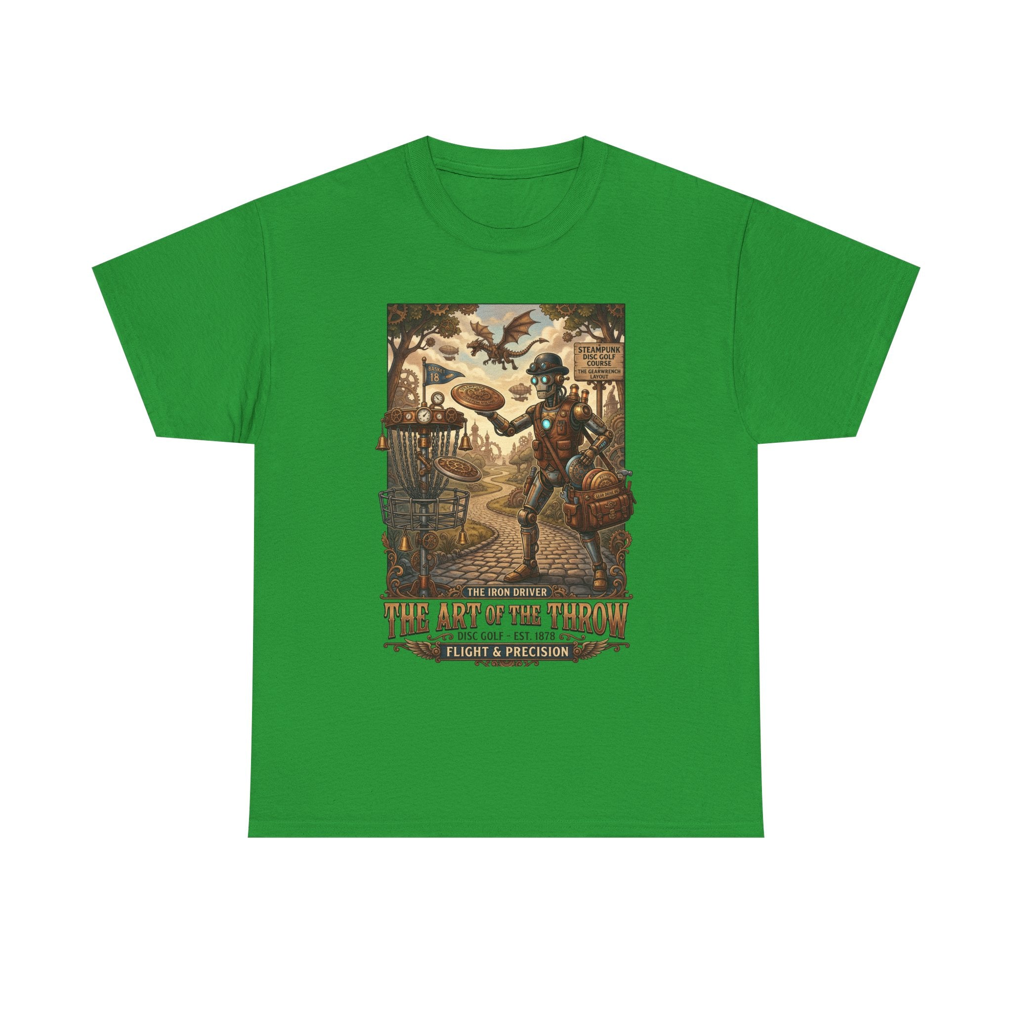 Steampunk Disc Golf T-Shirt — "The Art of the Throw" Vintage Disc Golfer Graphic Tee