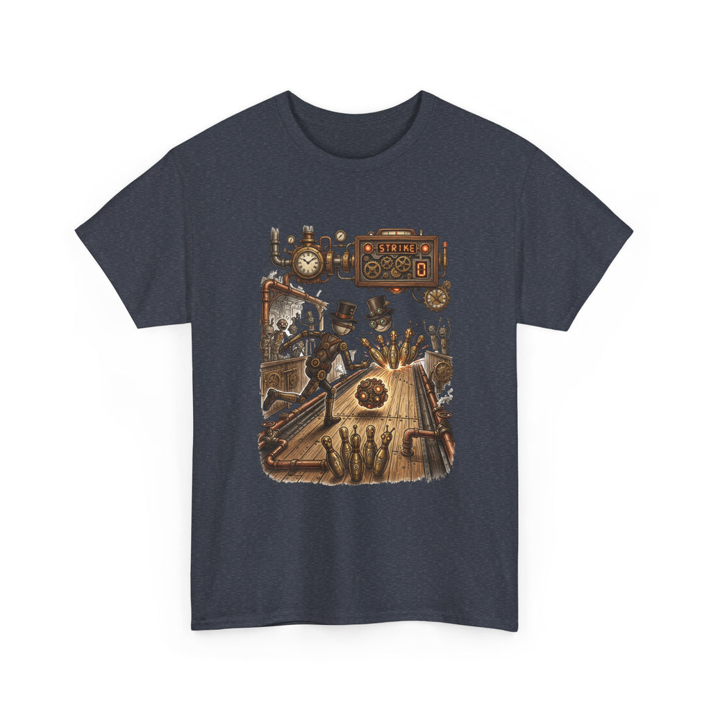 Steampunk Bowling T-Shirt — Vintage Train & Gears Graphic Tee
