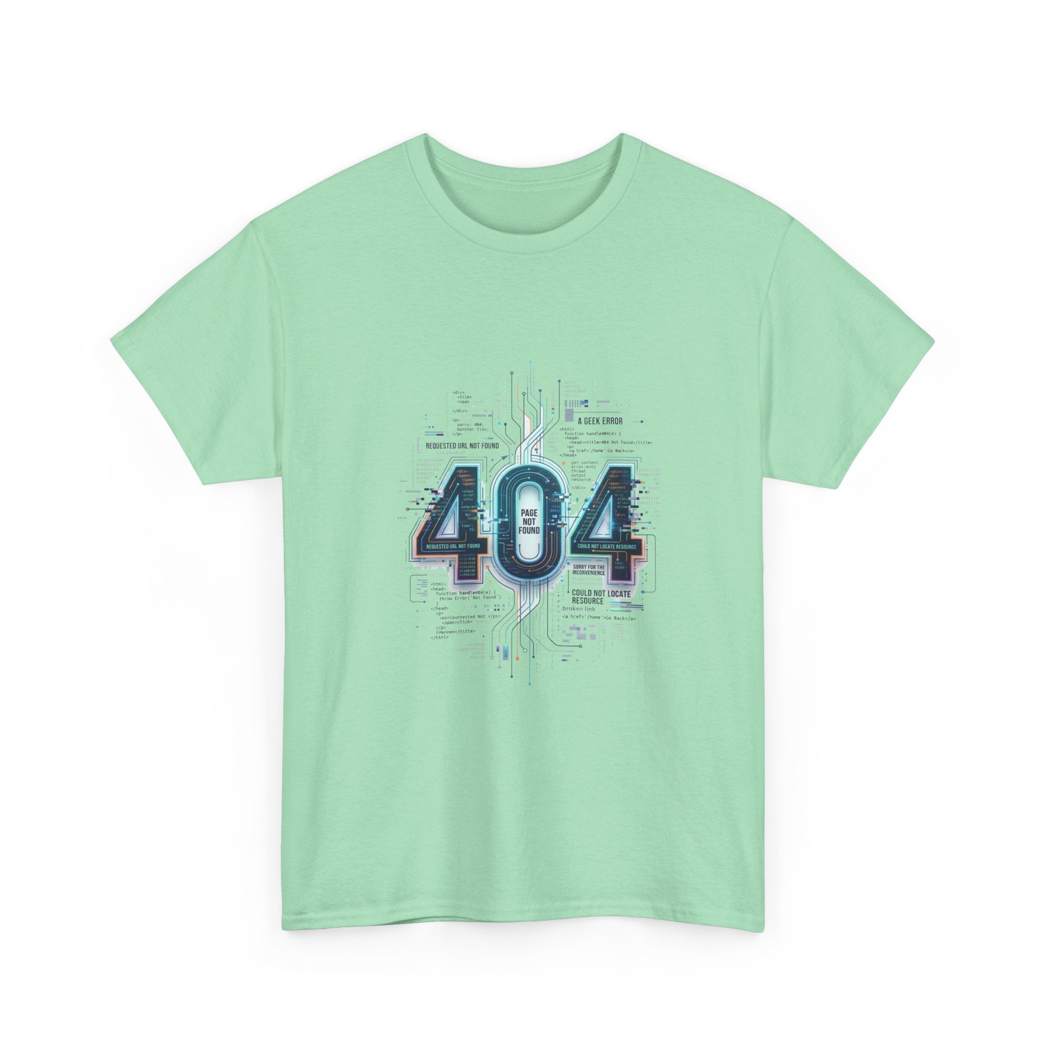 404 Error Tech Graphic Tee — Retro Cyber Glitch Computer Shirt