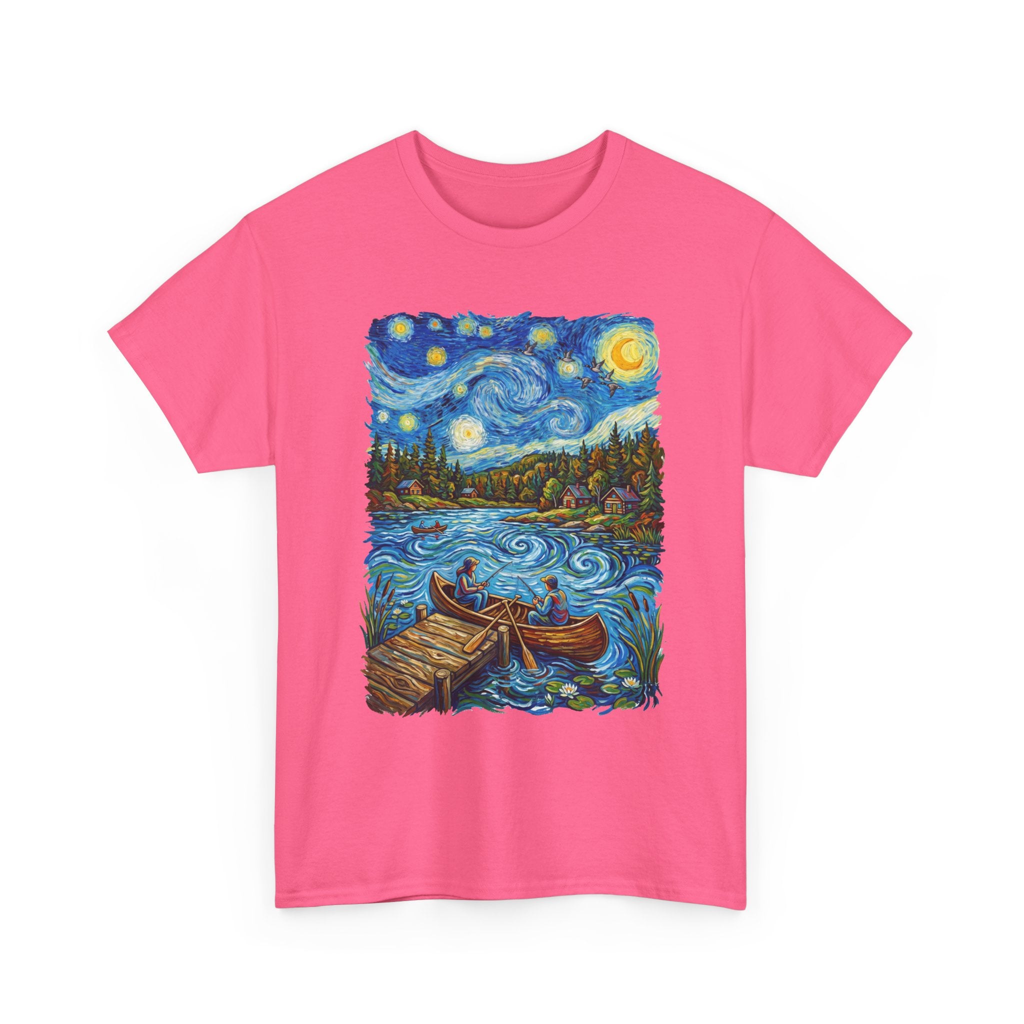 Starry Night Lake T-Shirt — Canoe Dock Scenic Tee