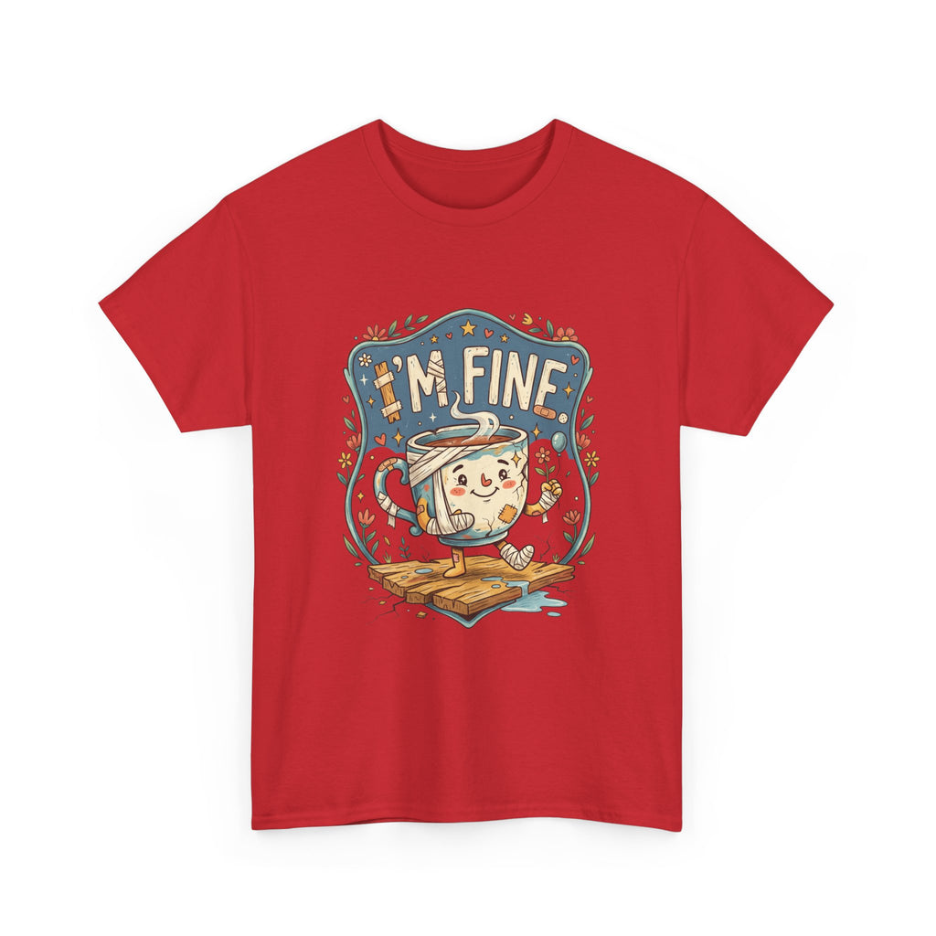 T-Shirt - 'I'm Fine' Cute Kettle Graphic Tee, Cozy Tea Lover Gift