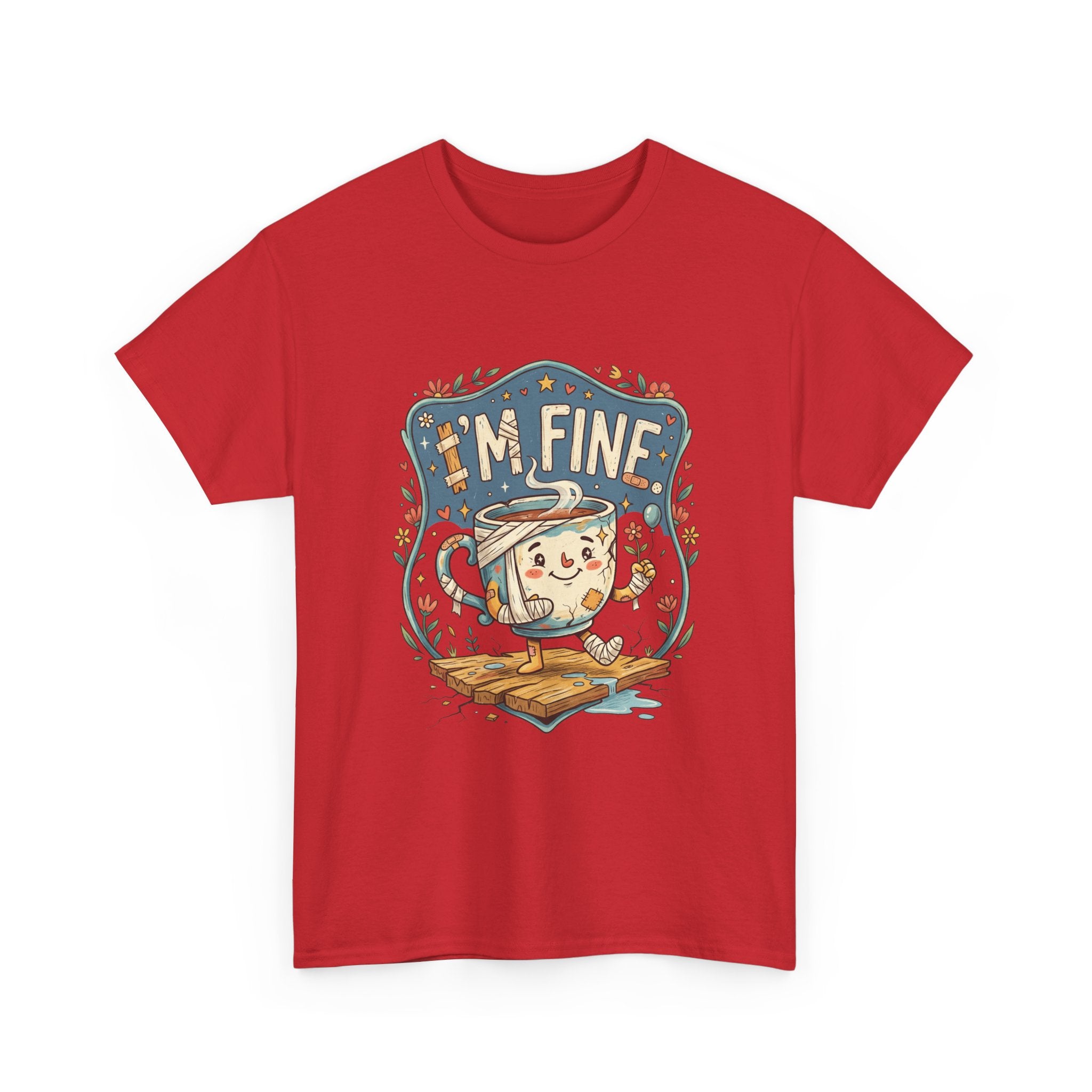 T-Shirt - 'I'm Fine' Cute Kettle Graphic Tee, Cozy Tea Lover Gift