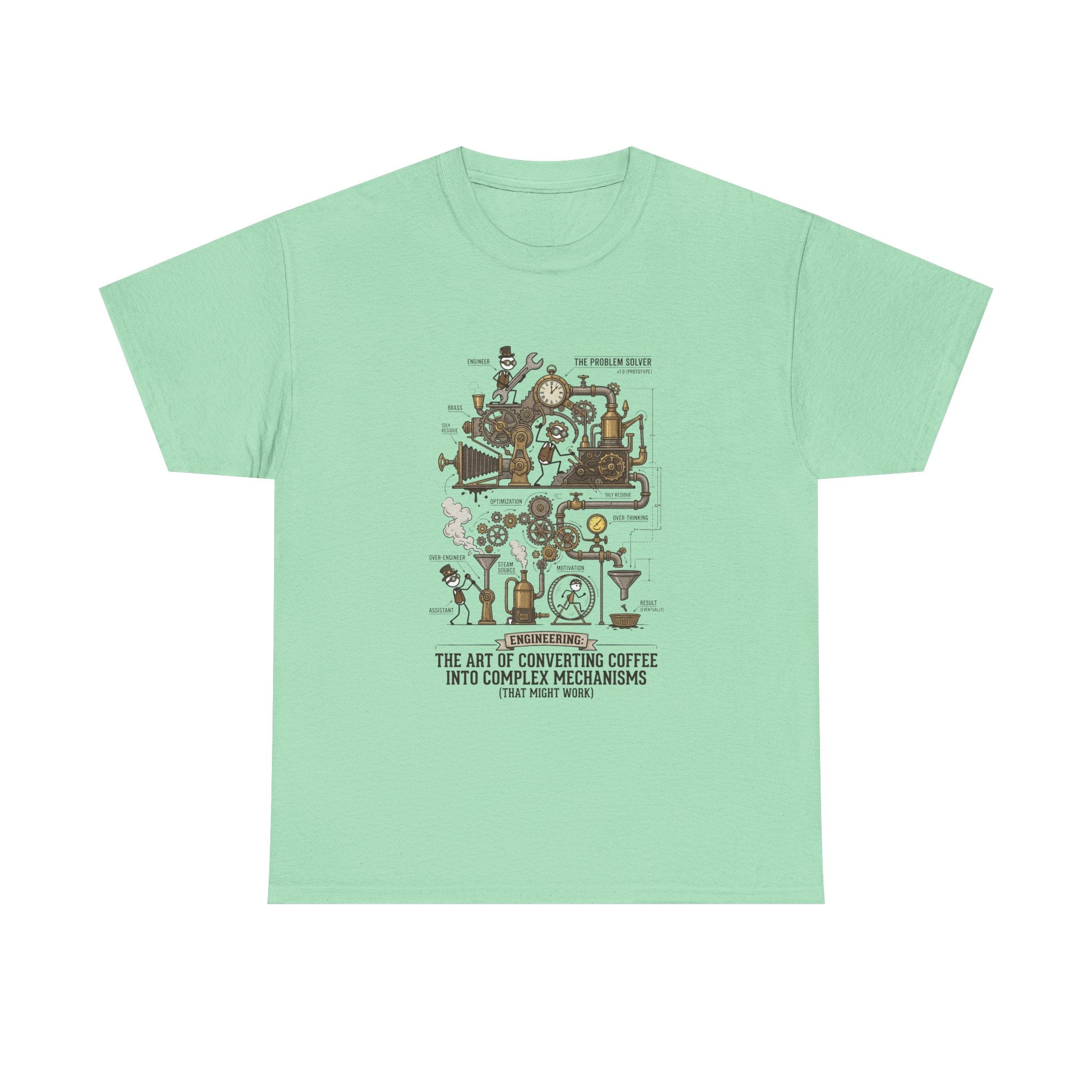 Steampunk Engineering T-Shirt — The Art of Converting Coffee Into Complex Mechanisms Graphic Tee