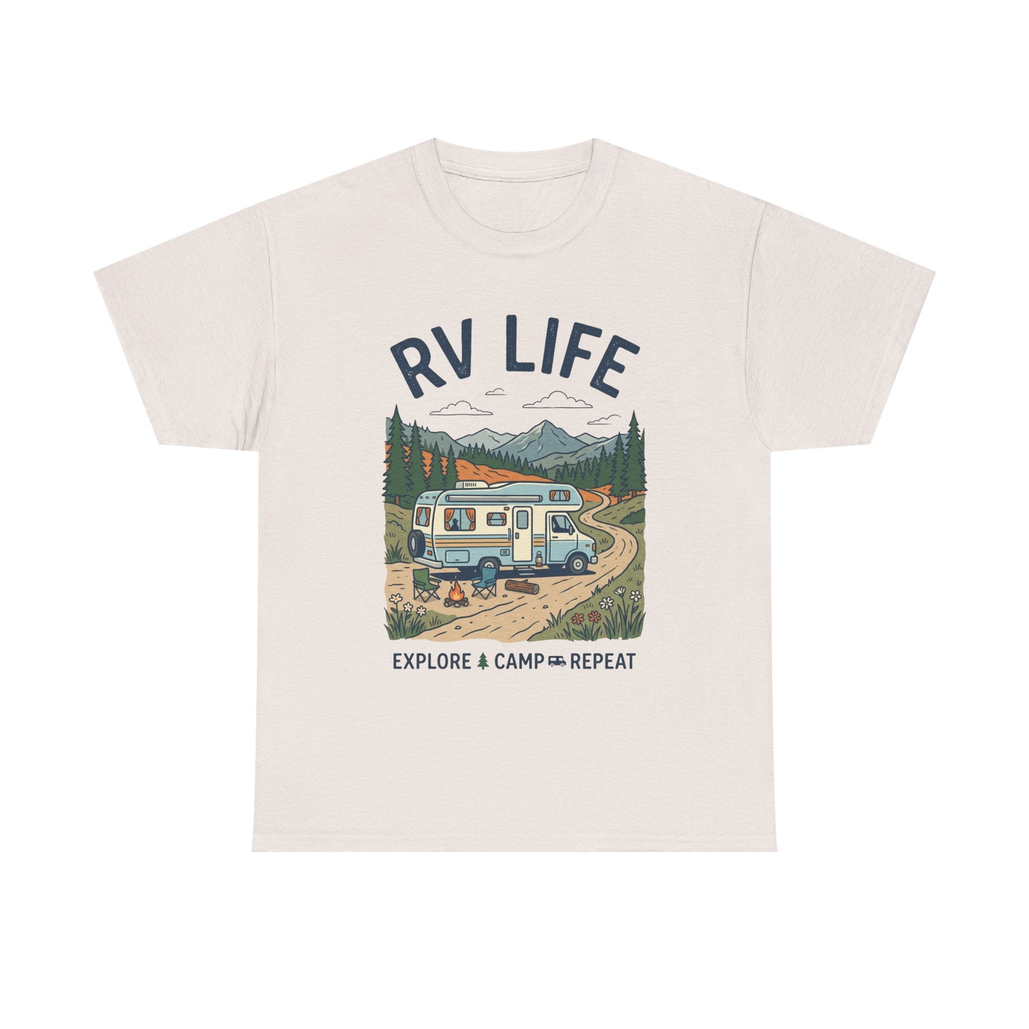 RV Life T-Shirt - Explore & Camp Repeat Vintage Camper Tee