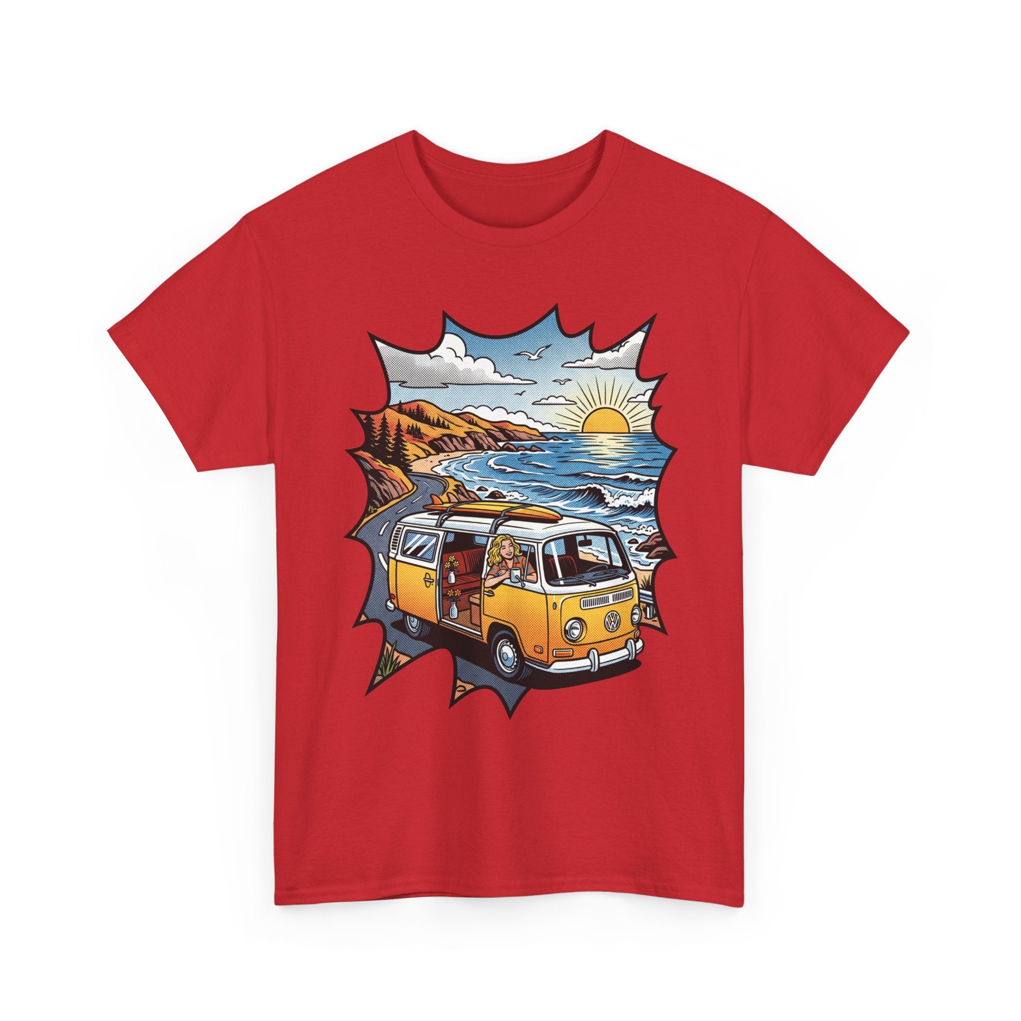 Road Trip Van T-Shirt — Vintage Camper Beach Sunset Tee