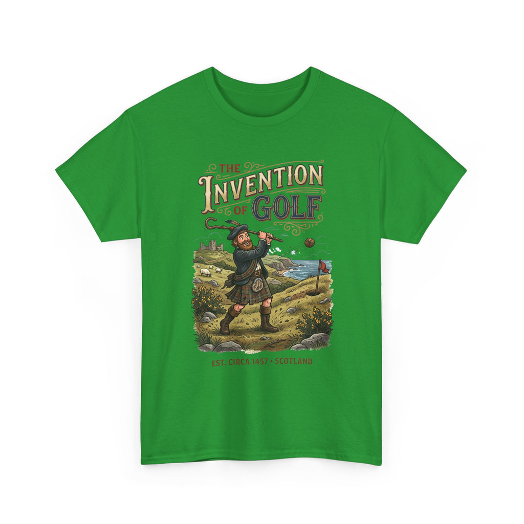 Golf T-Shirt — "The Invention of Golf" Vintage Scotland Design