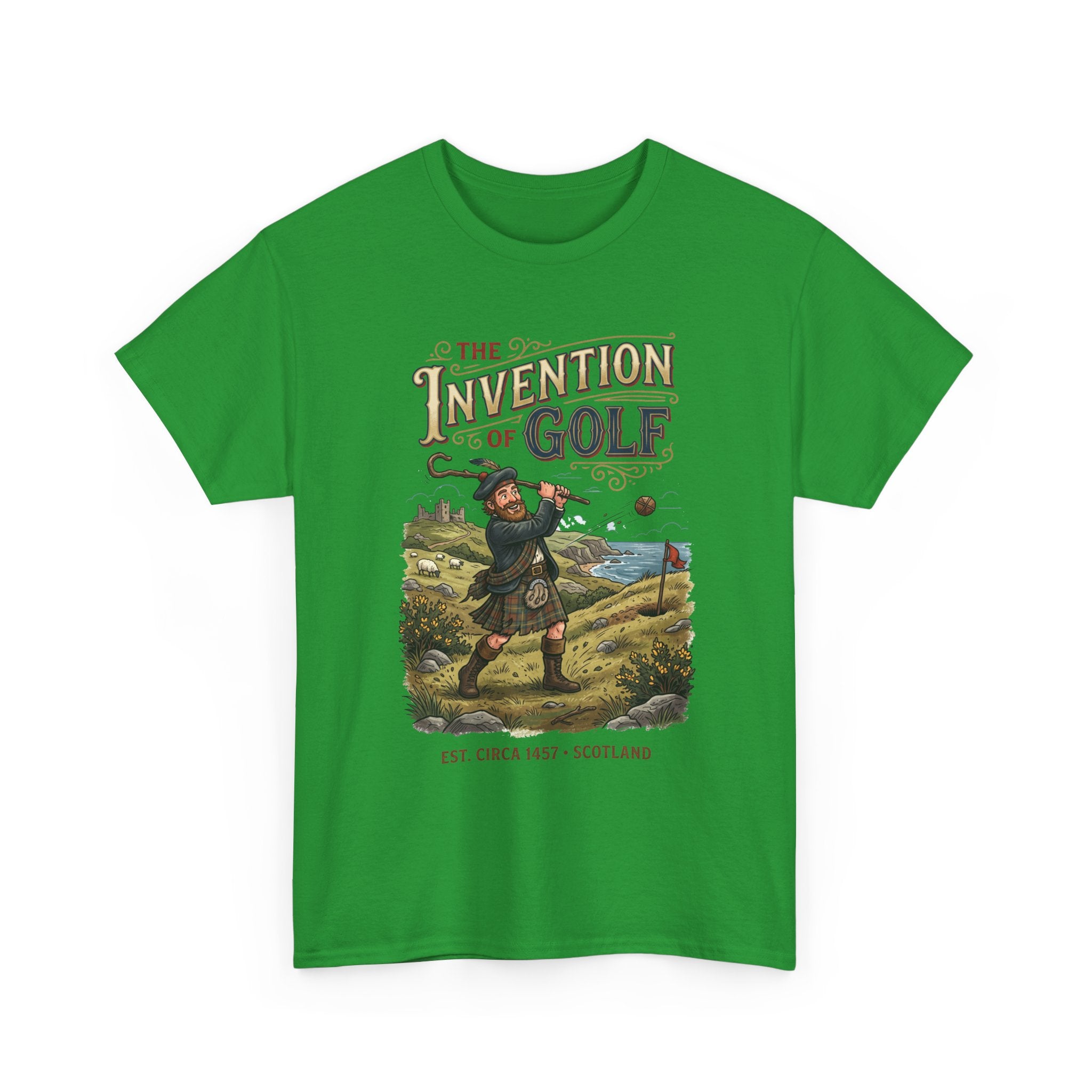 Golf T-Shirt — "The Invention of Golf" Vintage Scotland Design
