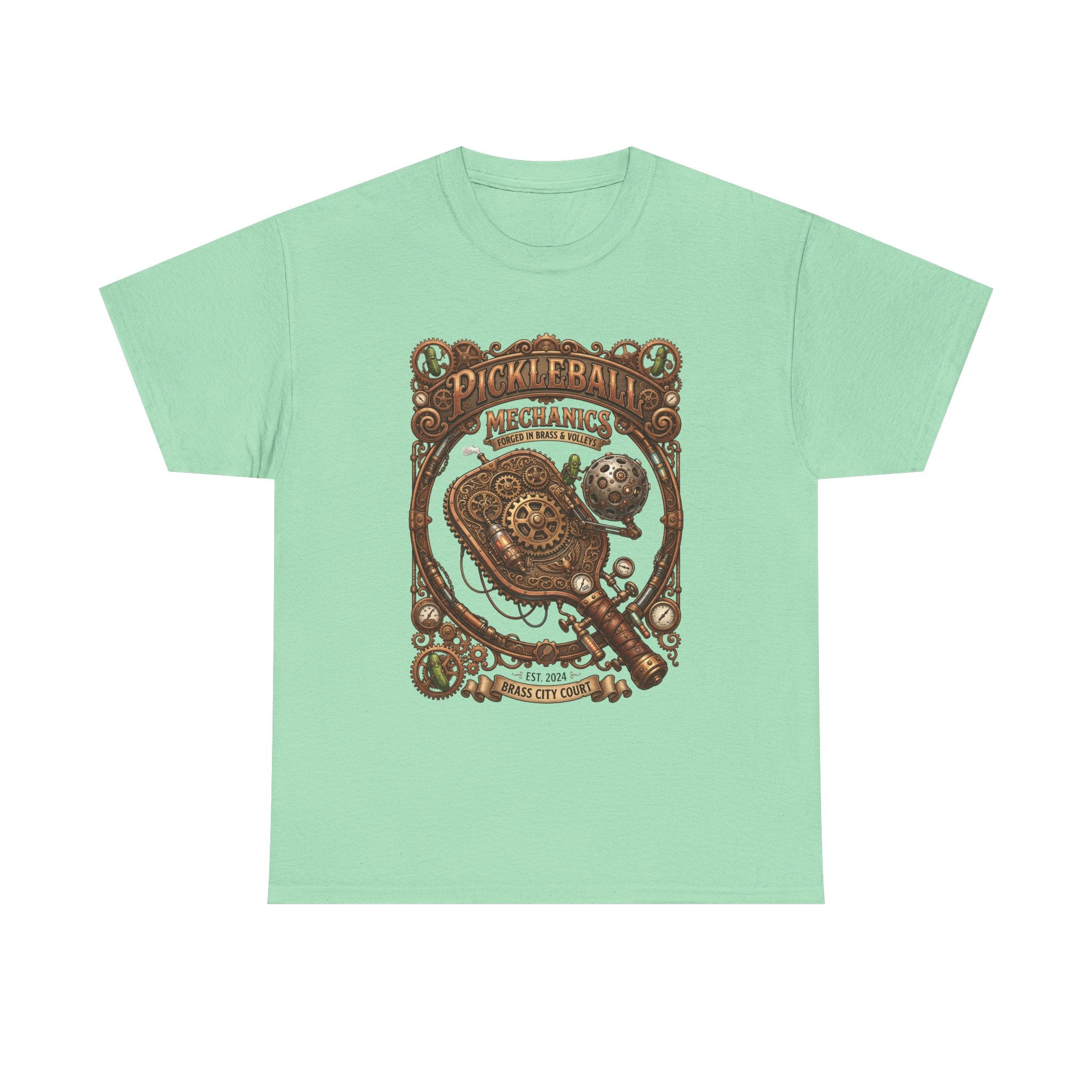 Pickleball Mechanics T-Shirt — Vintage Steampunk Paddle Design